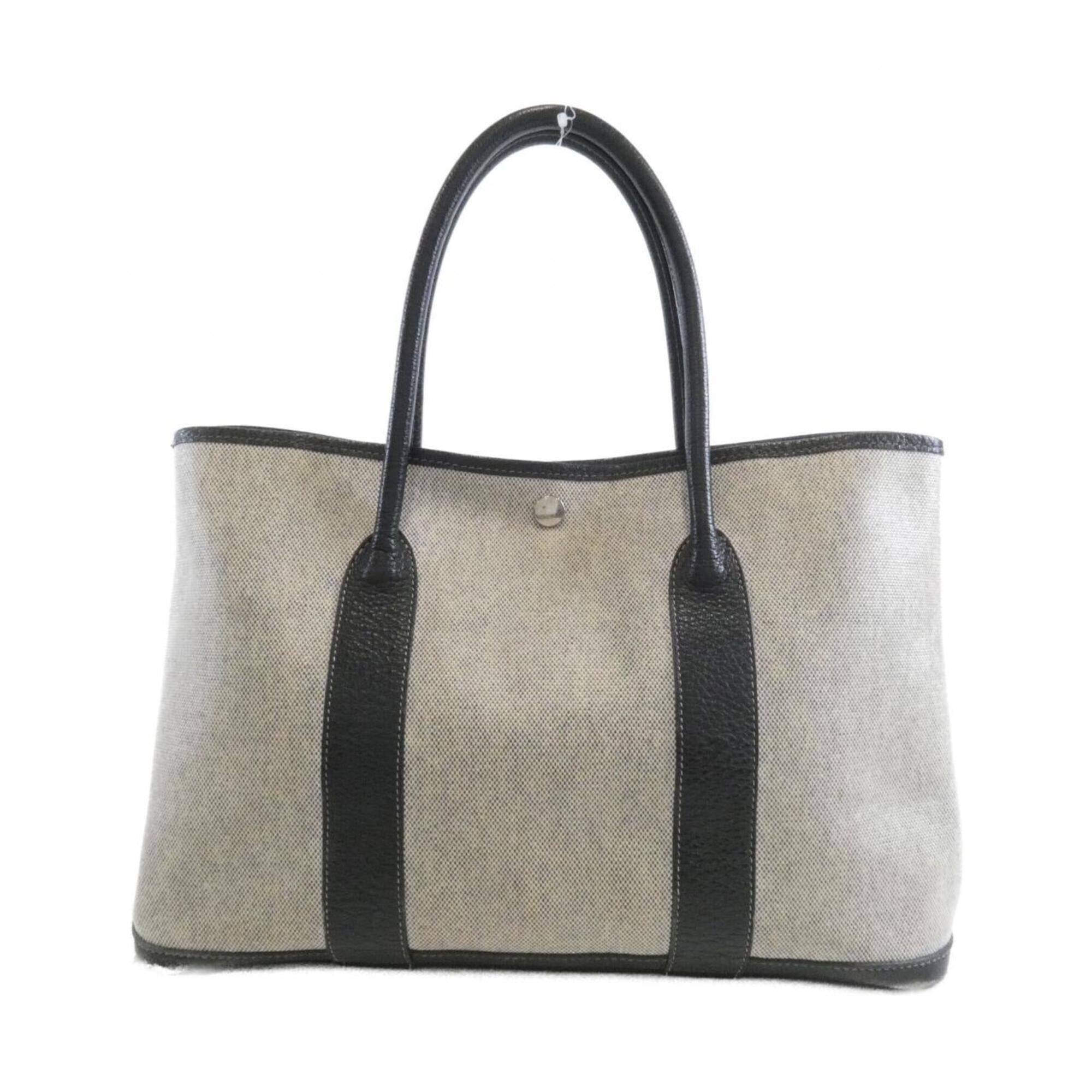 Hermes Black Toile H Buffle Skipper Leather Handbag (Pre-Owned)