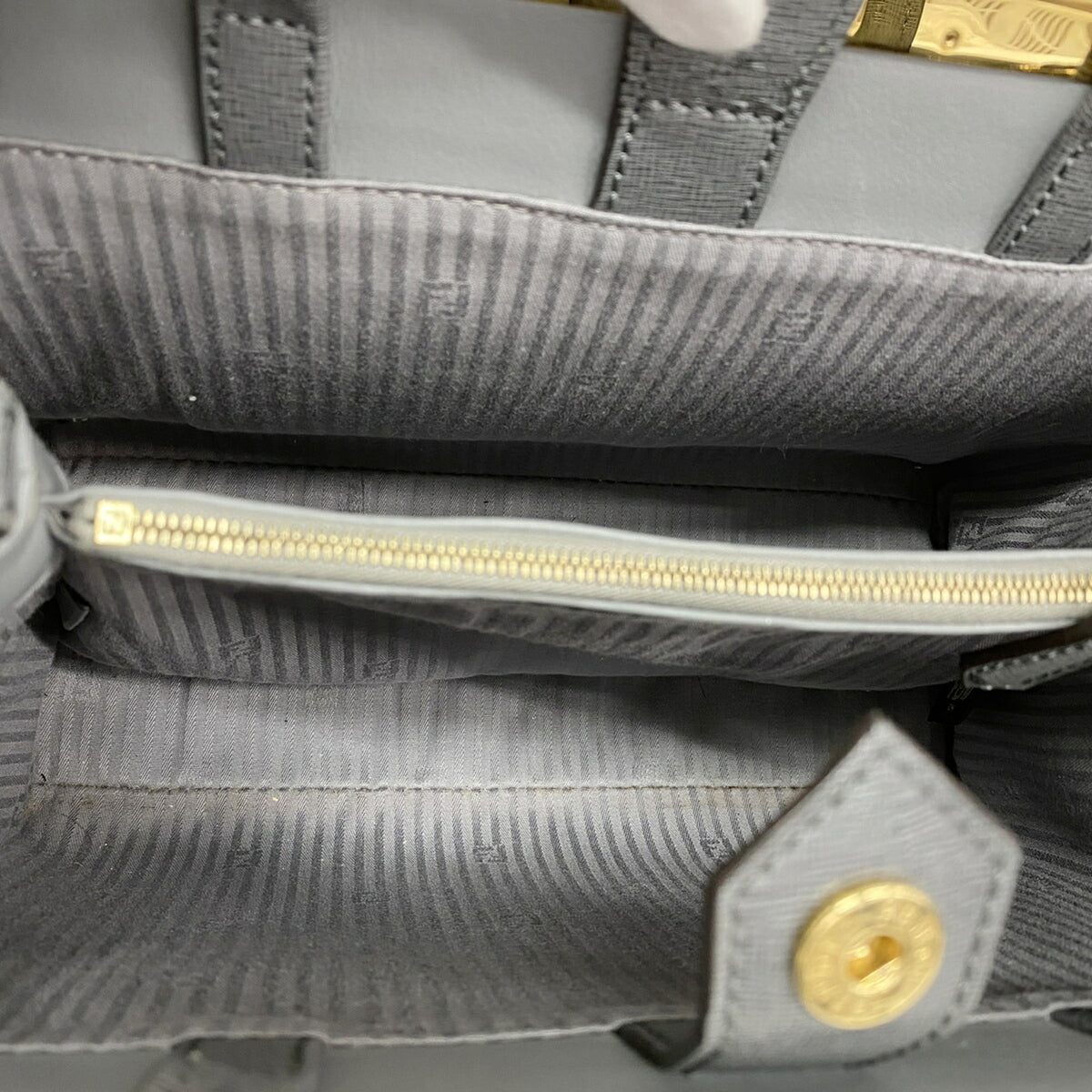 Fendi Gray Leather Handbag (Pre-Owned)