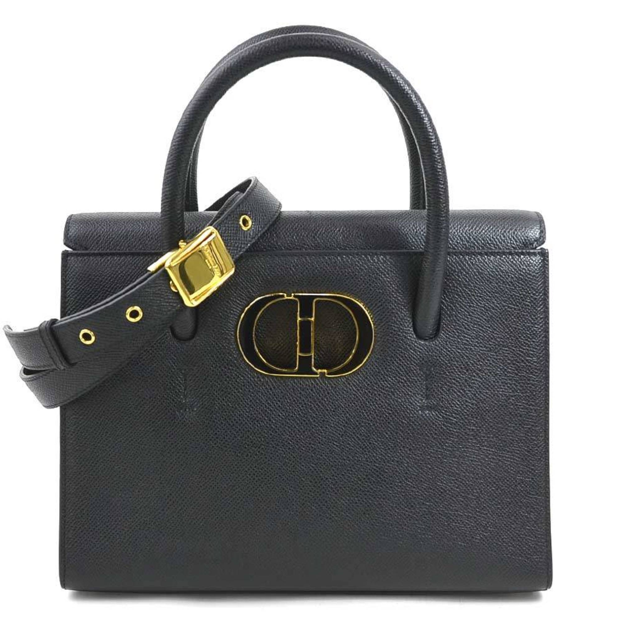 Christian Dior Black Leather Handbag Shoulder Bag (Pre-Owned)