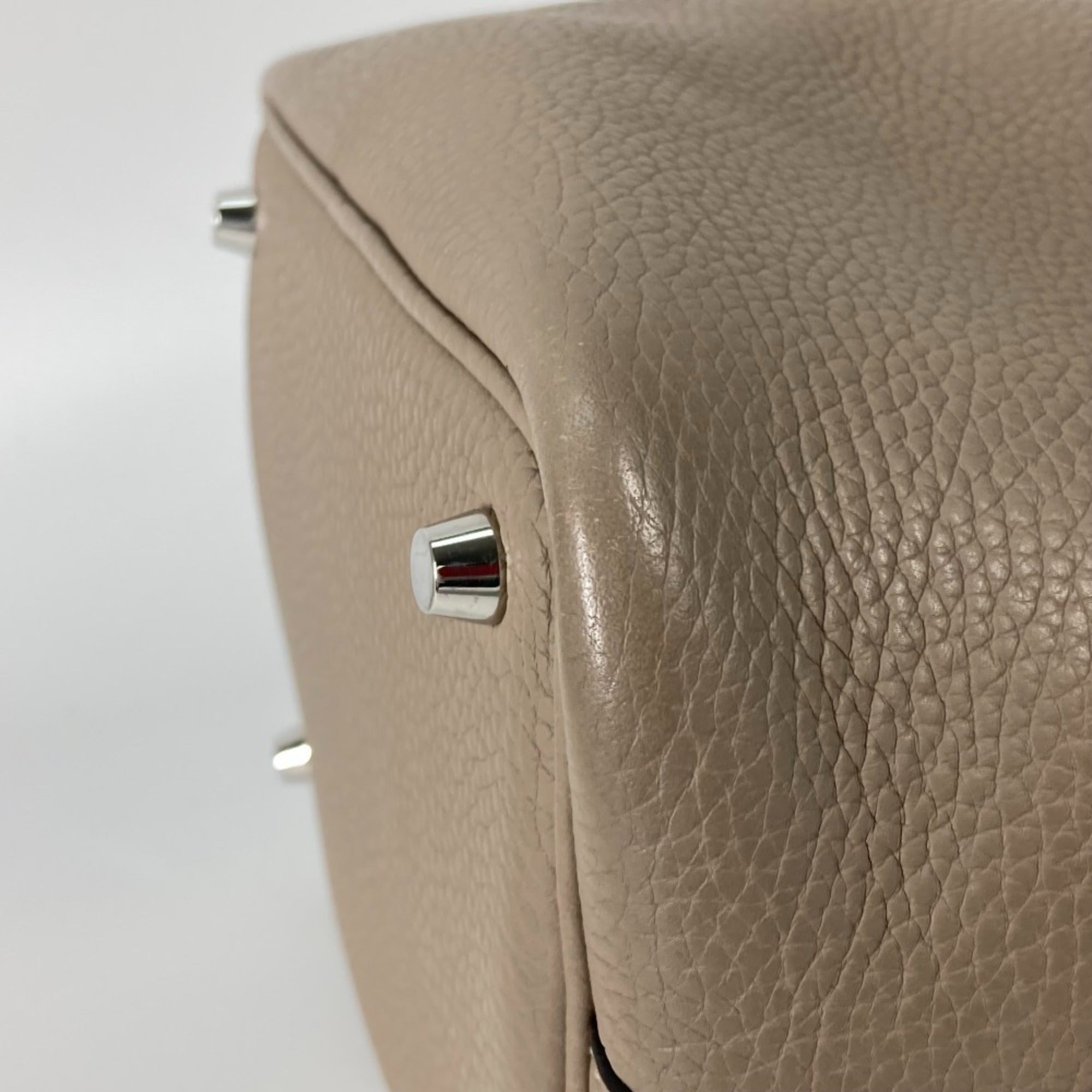 Hermes Picotin Gray Gris Tourterelle Taurillon Clemence Leather Handbag Tote Bag (Pre-Owned)