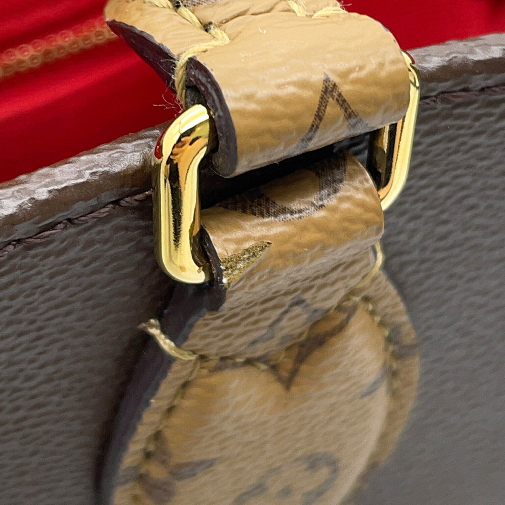 Louis Vuitton Red Color Monogram Reverse Handbag (Pre-Owned)