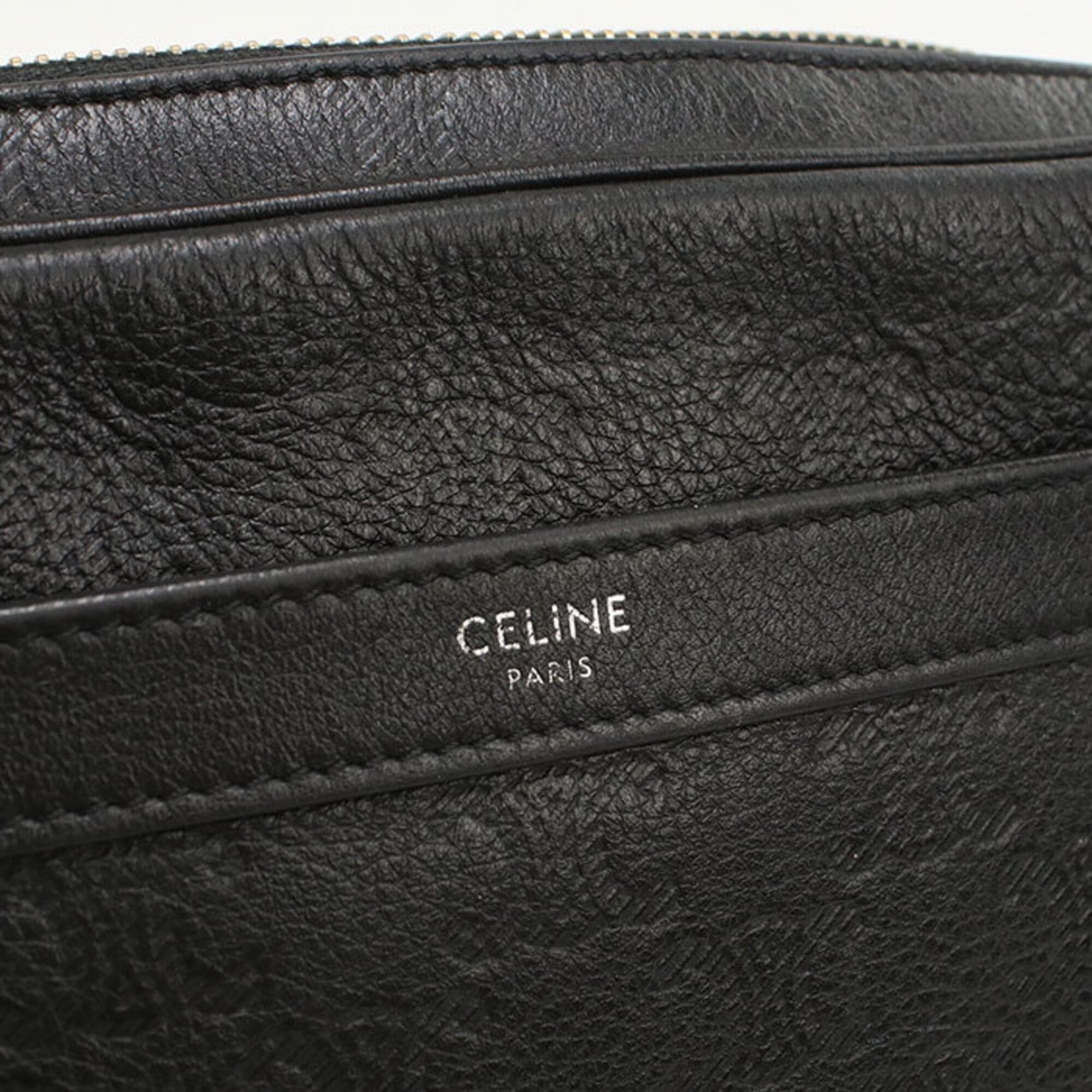 Celine Black Leather Messenger Bag Shoulder Bag (Pre-Owned)