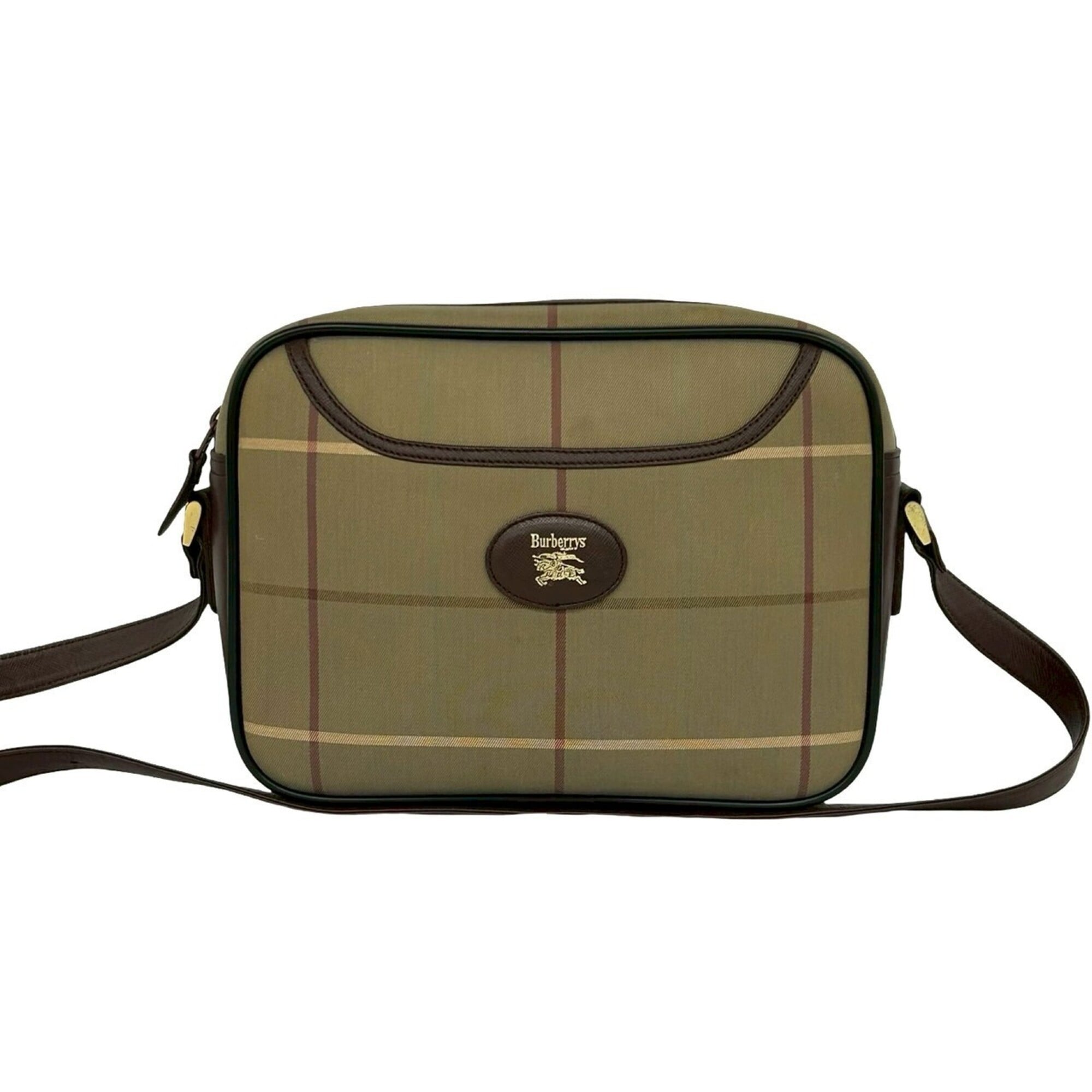 Burberry Brown Khaki Canvas Leather Pochette Shoulder Bag (Pre-Owned)
