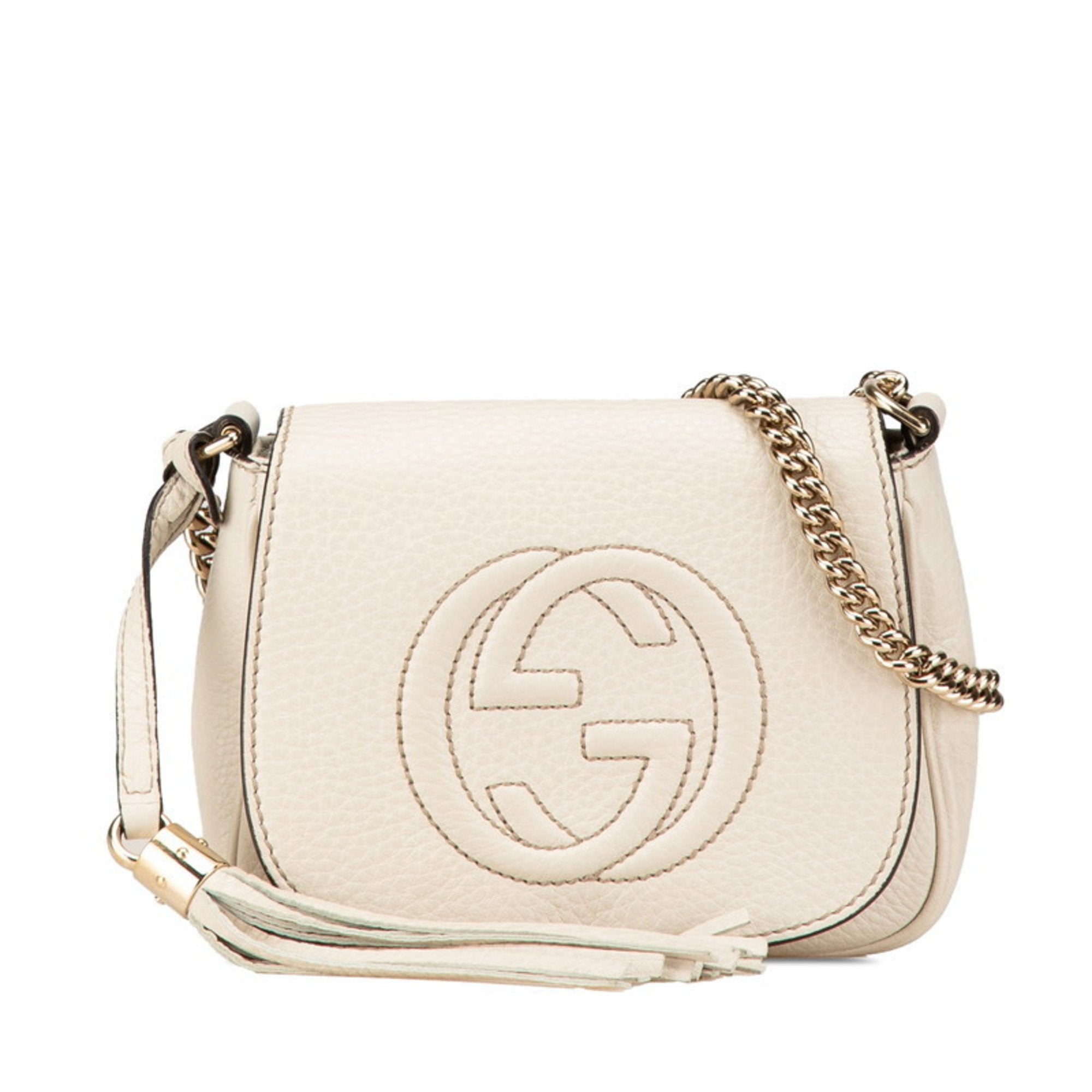 Gucci Soho Ivory White Leather Shoulder Bag (Pre-Owned)