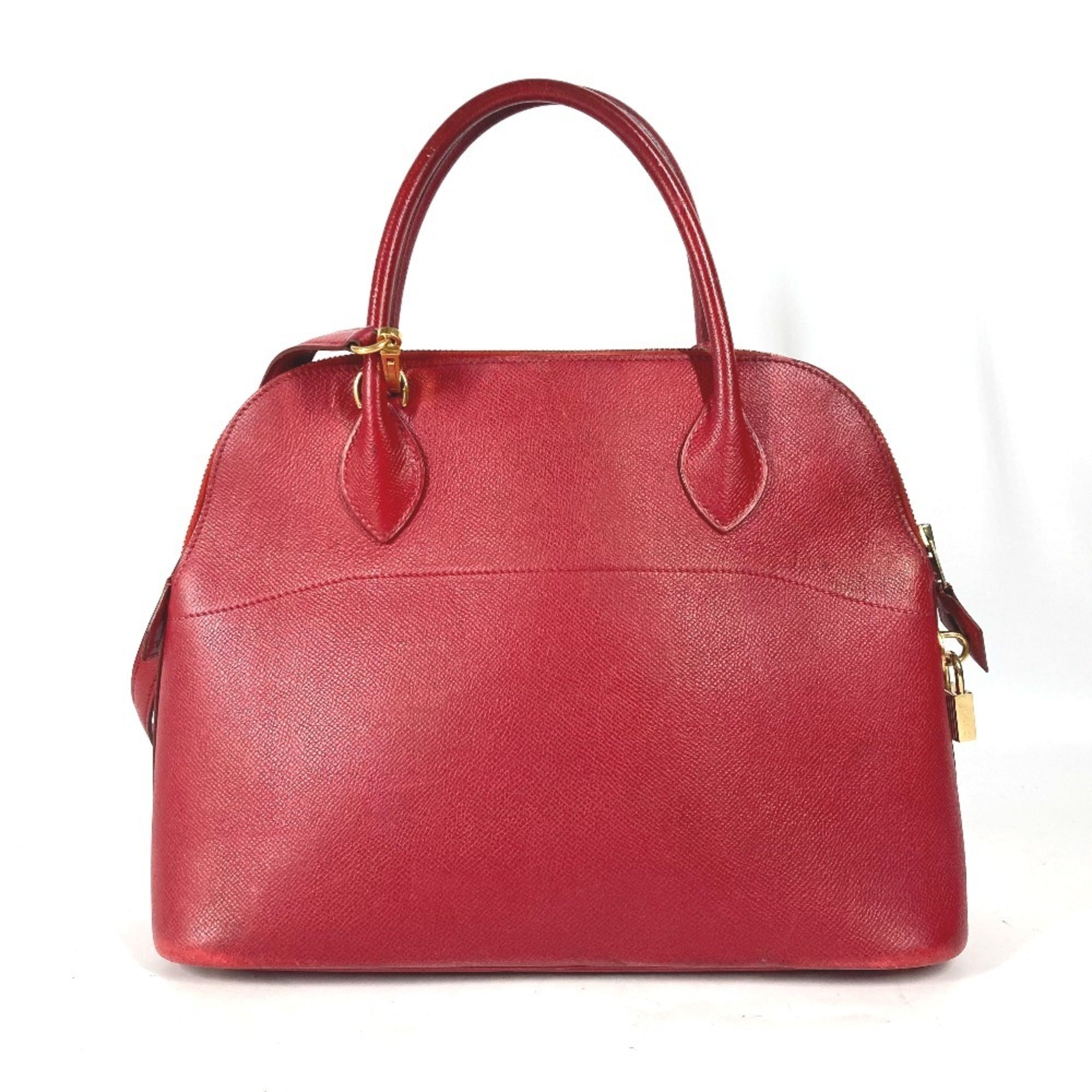 Hermes Red Color Courchevel Leather Handbag Shoulder Bag Tote Bag (Pre-Owned)