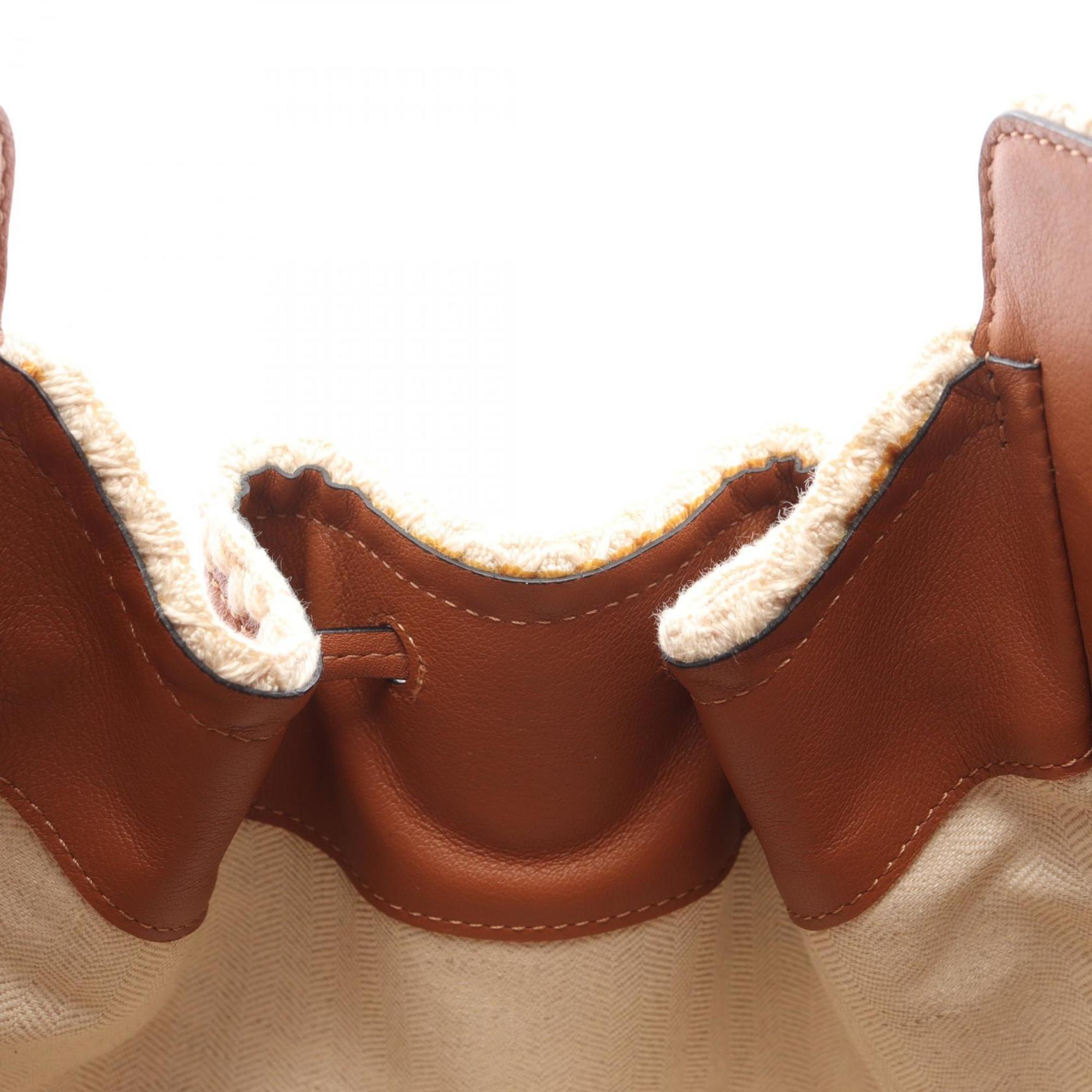 Loewe Brown White Leather Handbag (Pre-Owned)