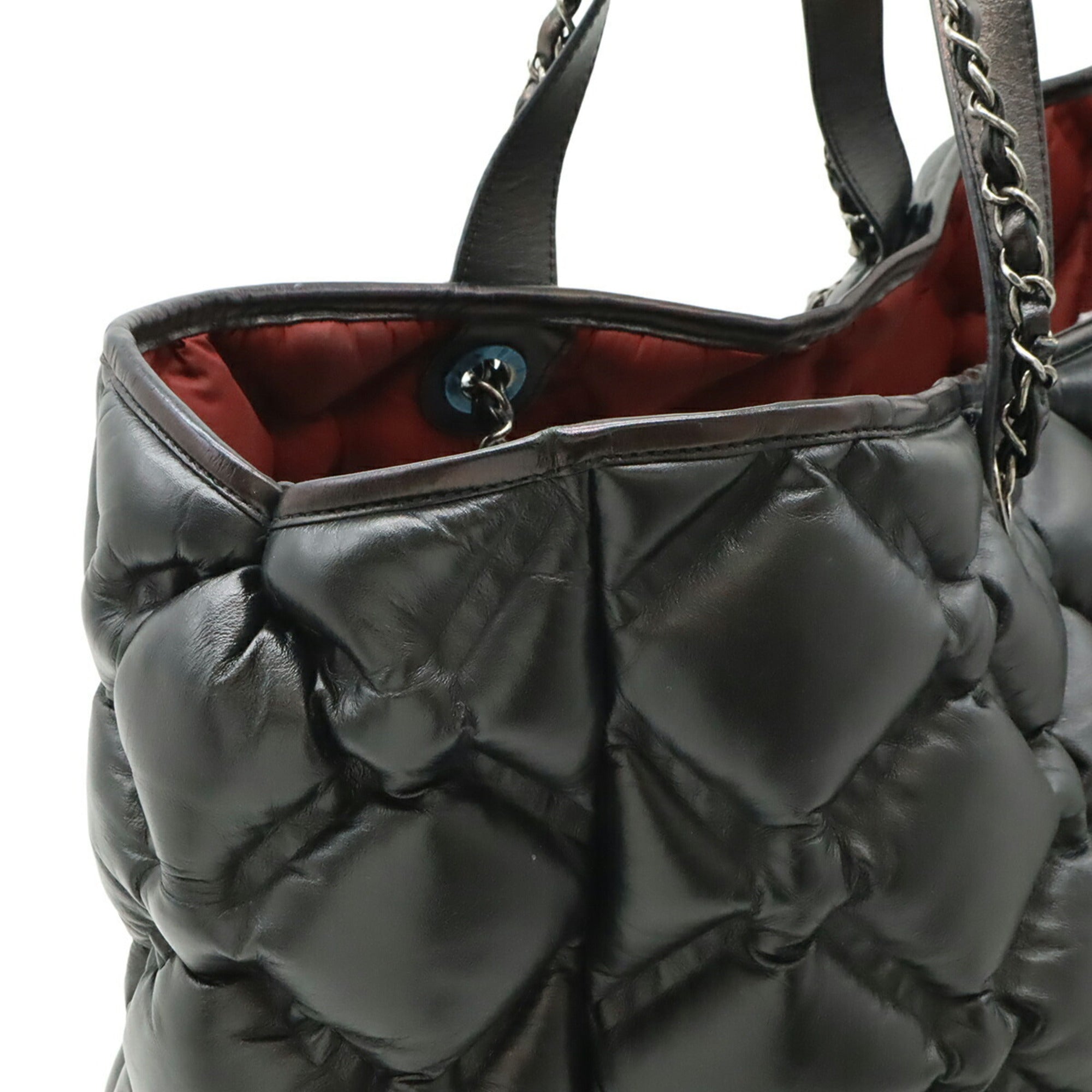 Chanel Black Leather Handbag Pouch Tote Bag (Pre-Owned)