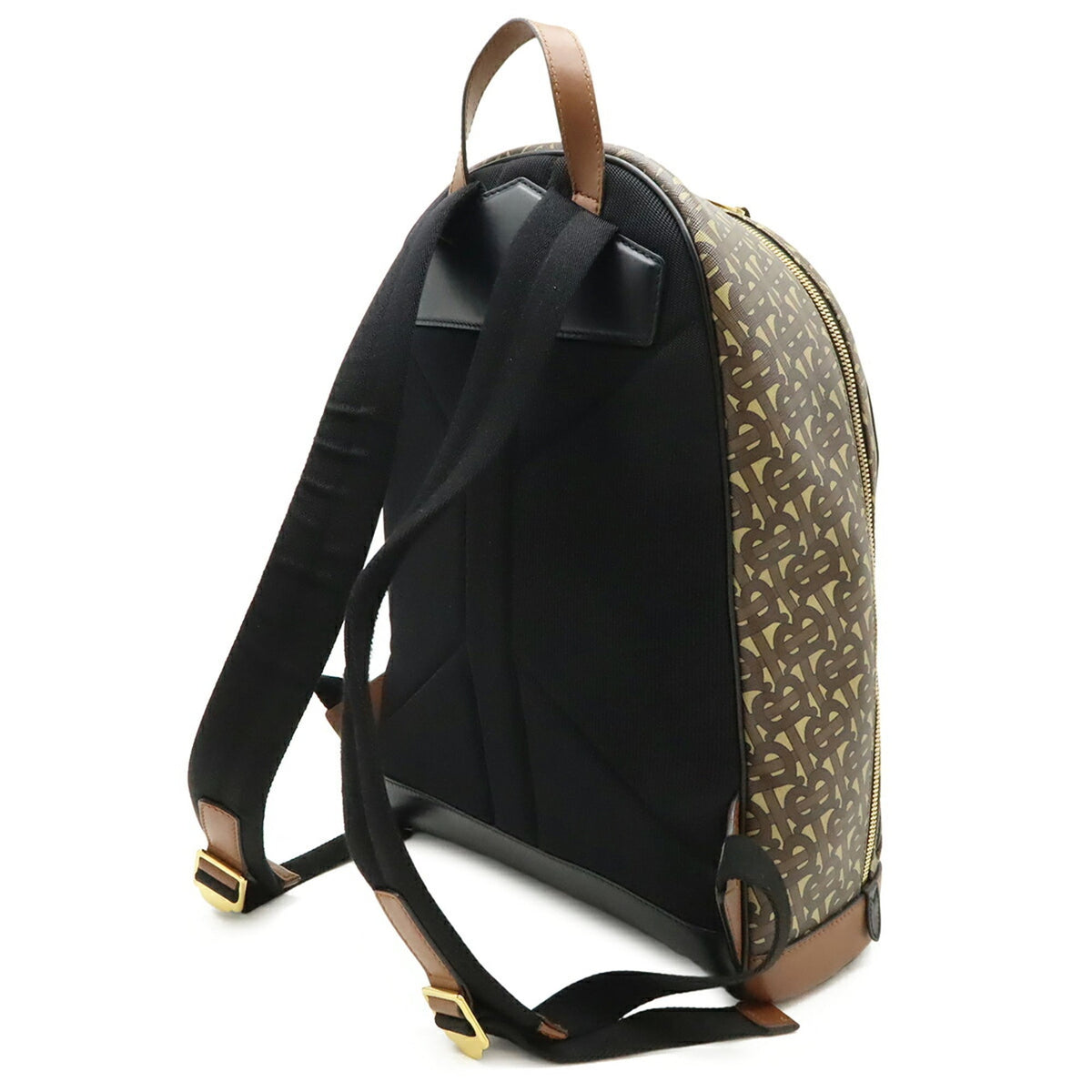Burberry Beige Black Brown Coated Canvas Leather Backpack (Pre-Owned)