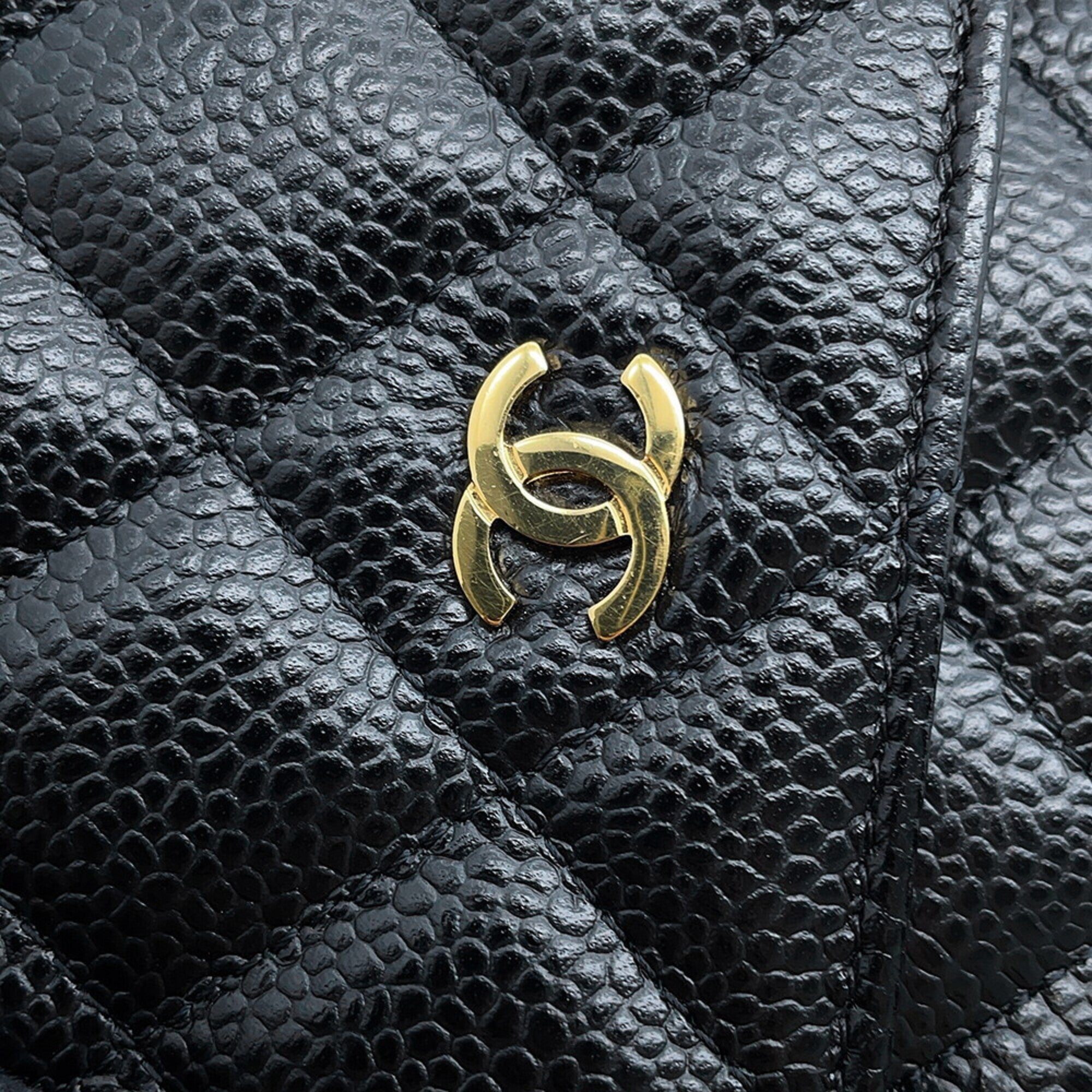 Chanel Black Grained Calfskin Chain/Shoulder Wallet (Pre-Owned)