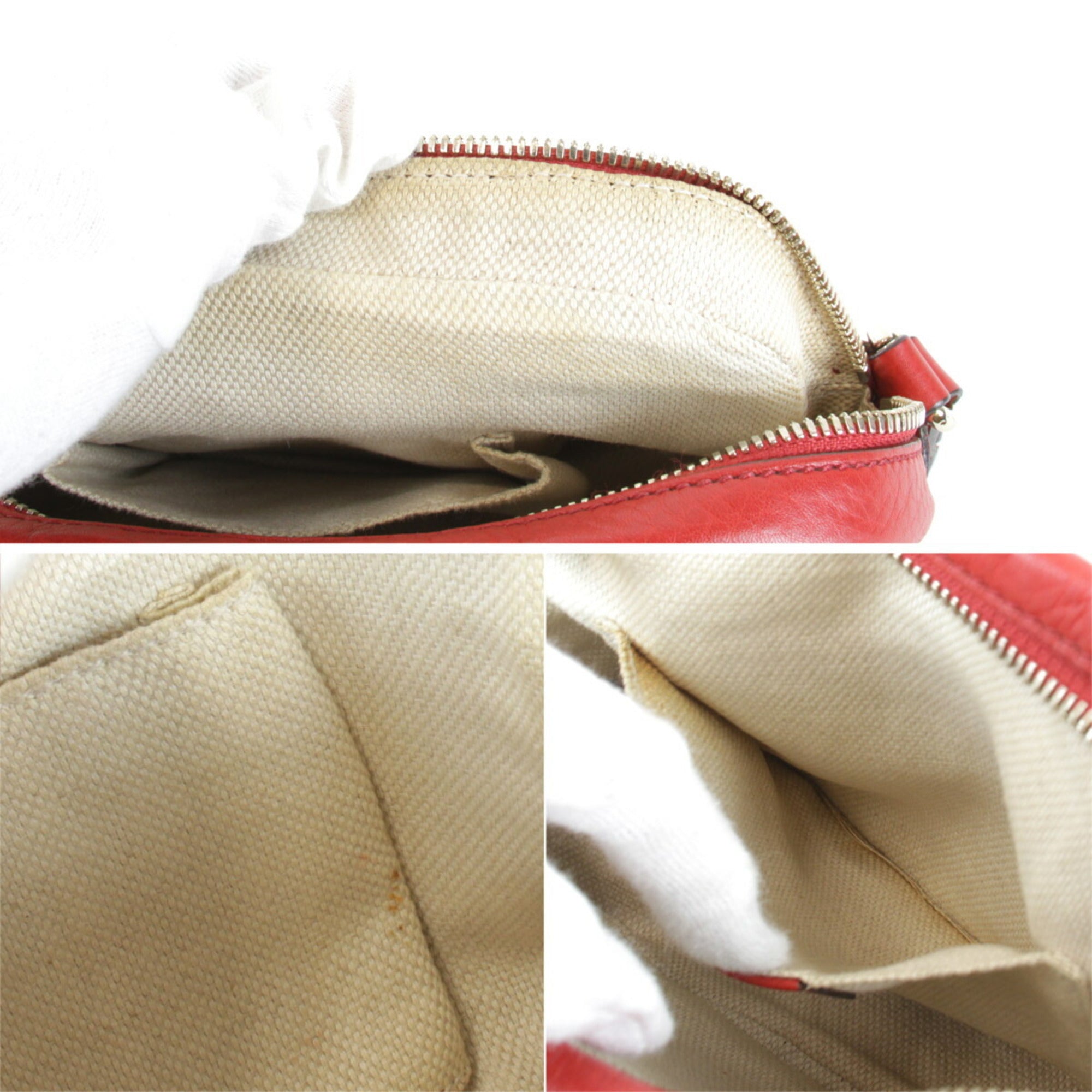 Gucci Red Color Leather Shoulder Bag (Pre-Owned)