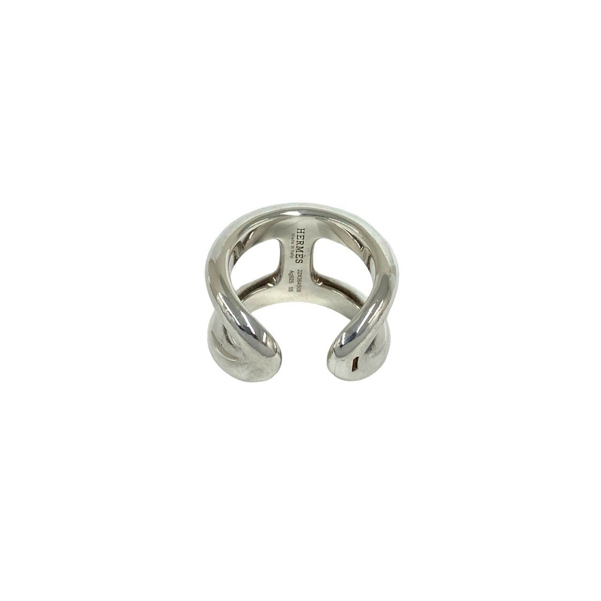 Hermes Silver Silver 925 Band Ring (Pre-Owned)