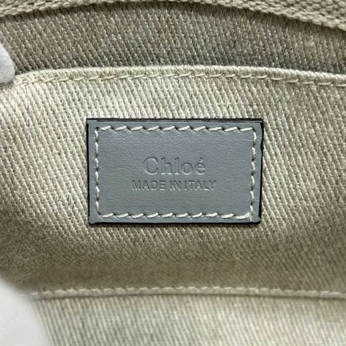 Chloé Beige Light Blue Canvas Leather Shoulder Bag (Pre-Owned)