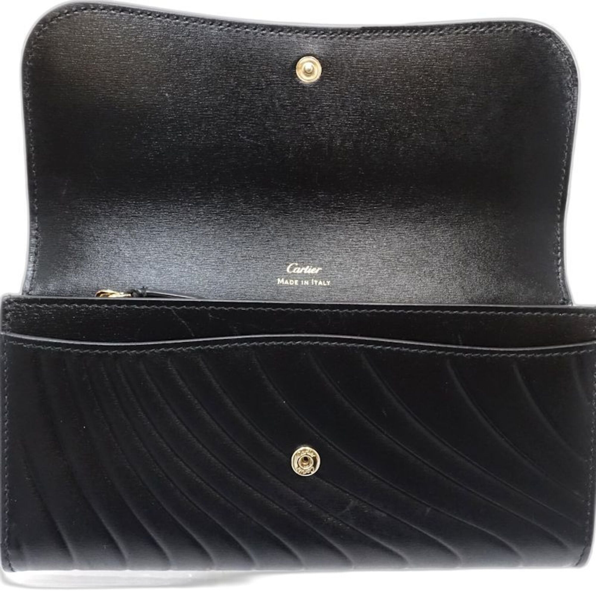 Cartier Black Leather Long Wallet (Bi-Fold) (Pre-Owned)