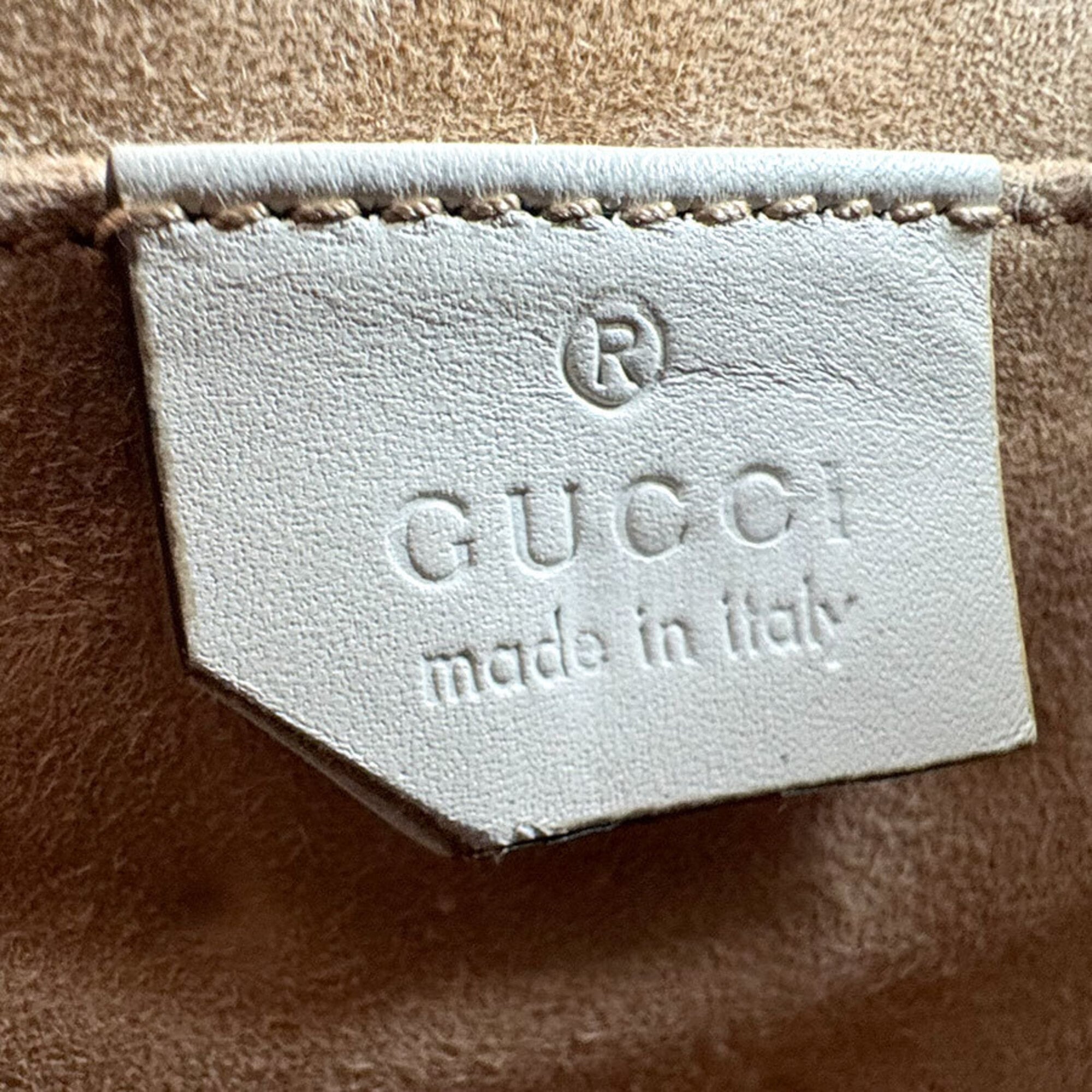 Gucci Navy Red Color White Leather Shoulder Bag (Pre-Owned)