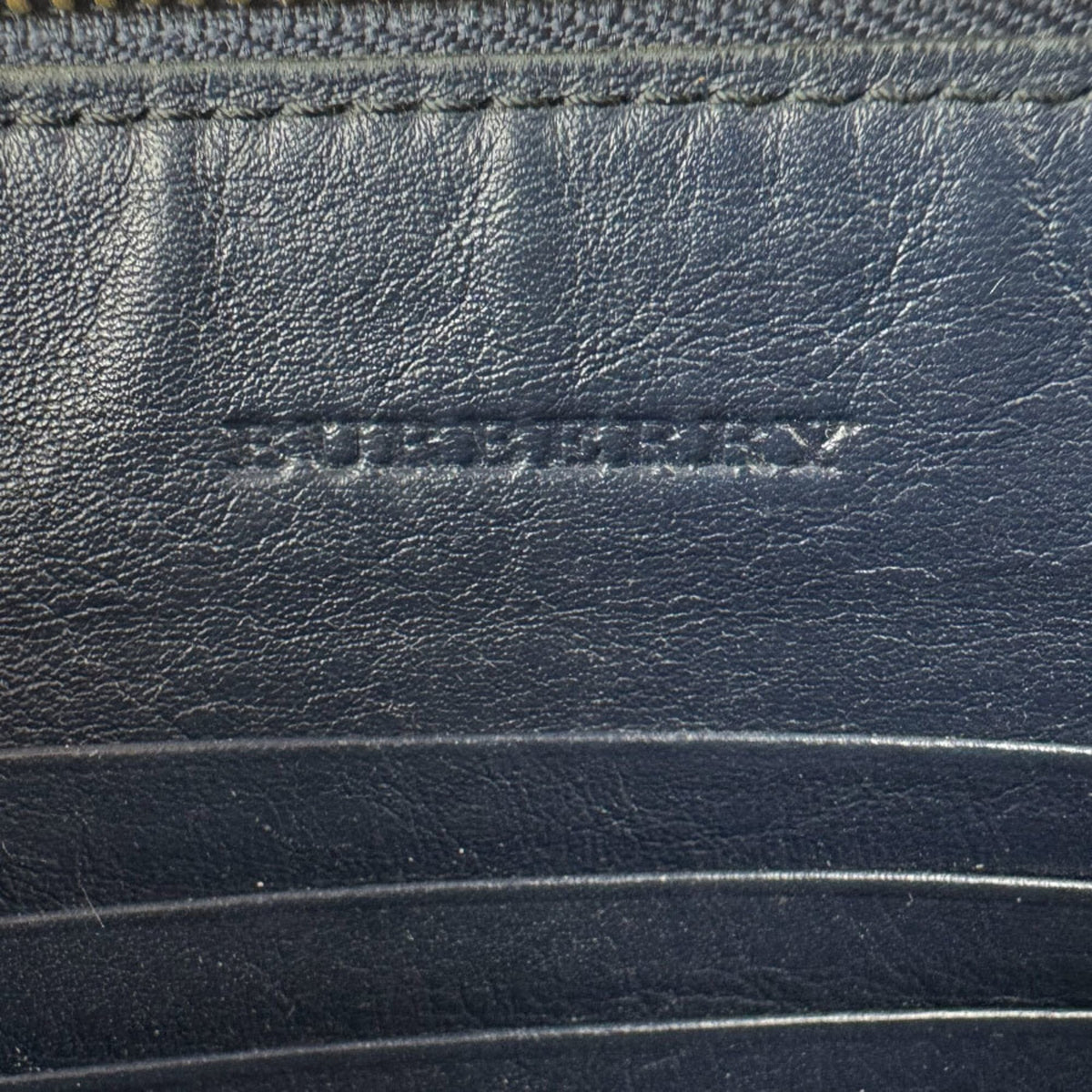 Burberry Beige Navy Canvas Leather Shoulder Bag (Pre-Owned)