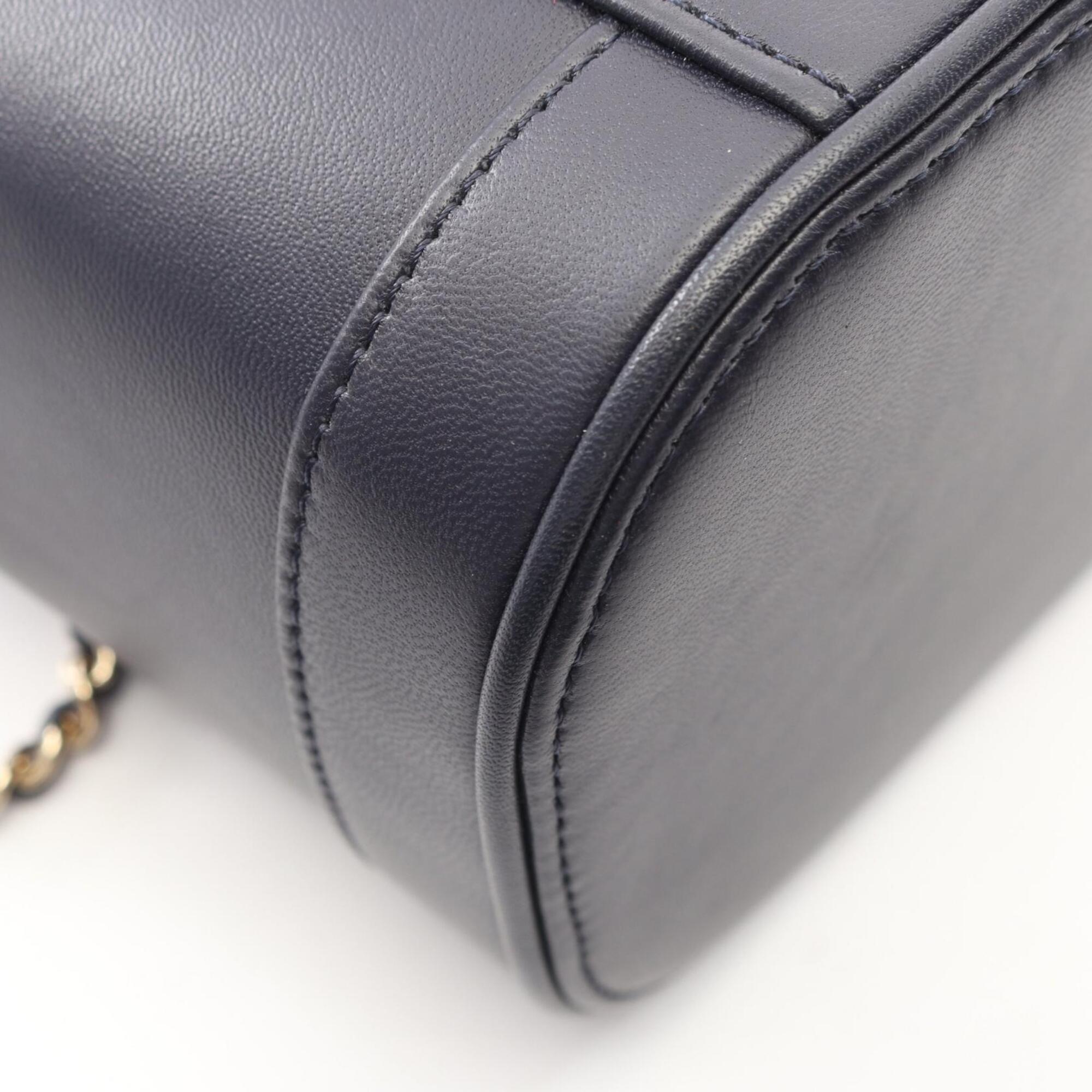 Chanel Navy Leather Handbag (Pre-Owned)