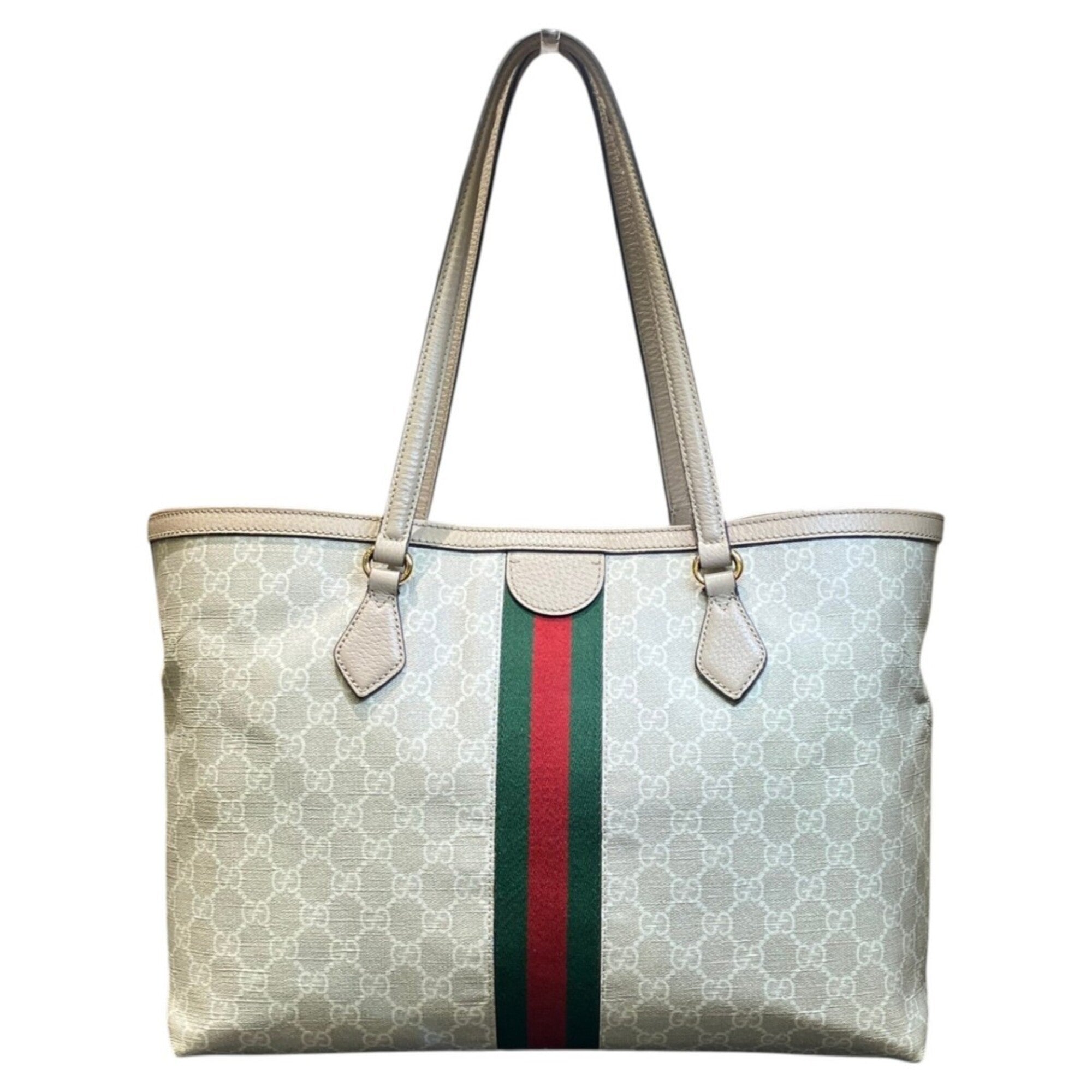 Gucci Ophidia Beige Gg Supreme Leather Tote Bag (Pre-Owned)