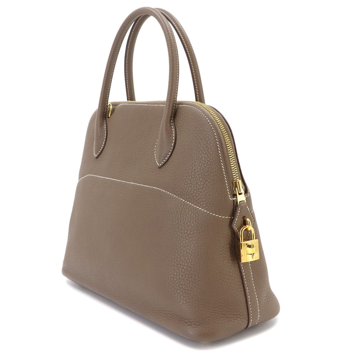 Hermes Etoupe Gray Taurillon Clemence Leather Handbag (Pre-Owned)