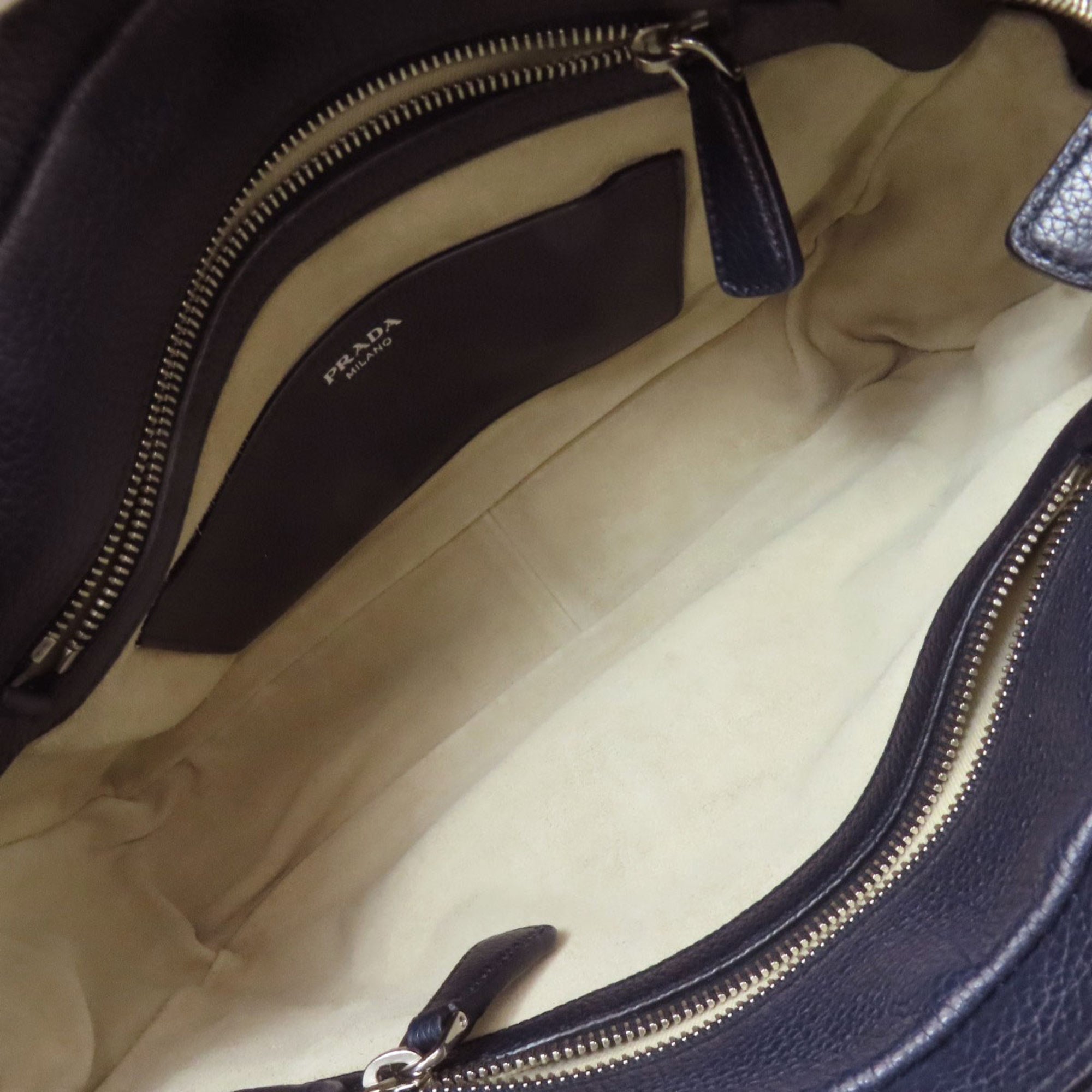 Prada Navy Leather Shoulder Bag (Pre-Owned)