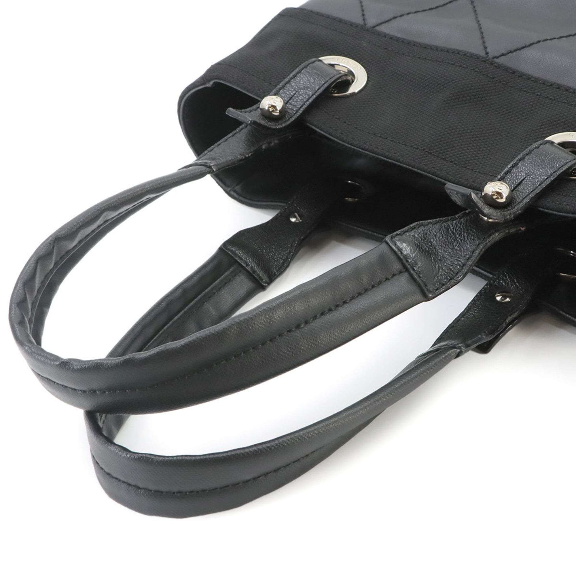 Chanel Black Nylon Leather Handbag Tote Bag (Pre-Owned)