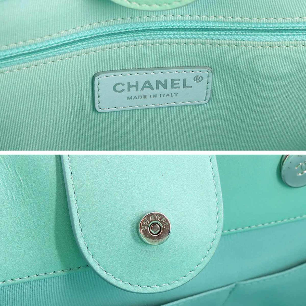 Chanel Deauville Blue Leather Handbag Tote Bag (Pre-Owned)
