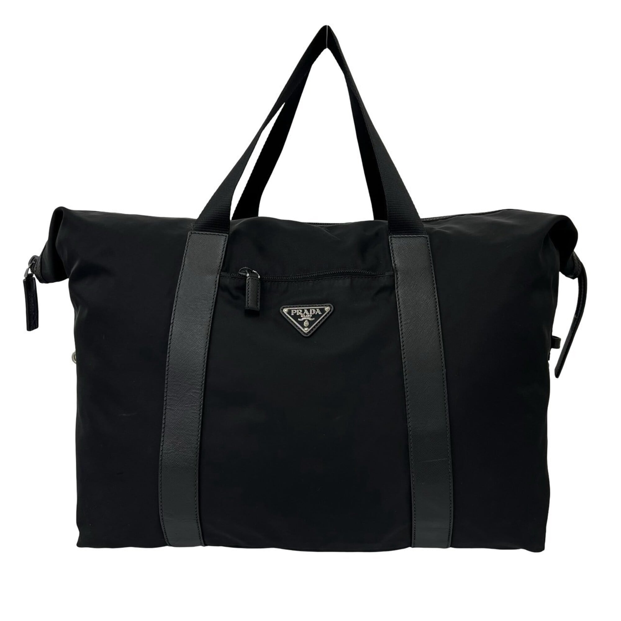 Prada Black Nylon Leather Boston Bag (Pre-Owned)