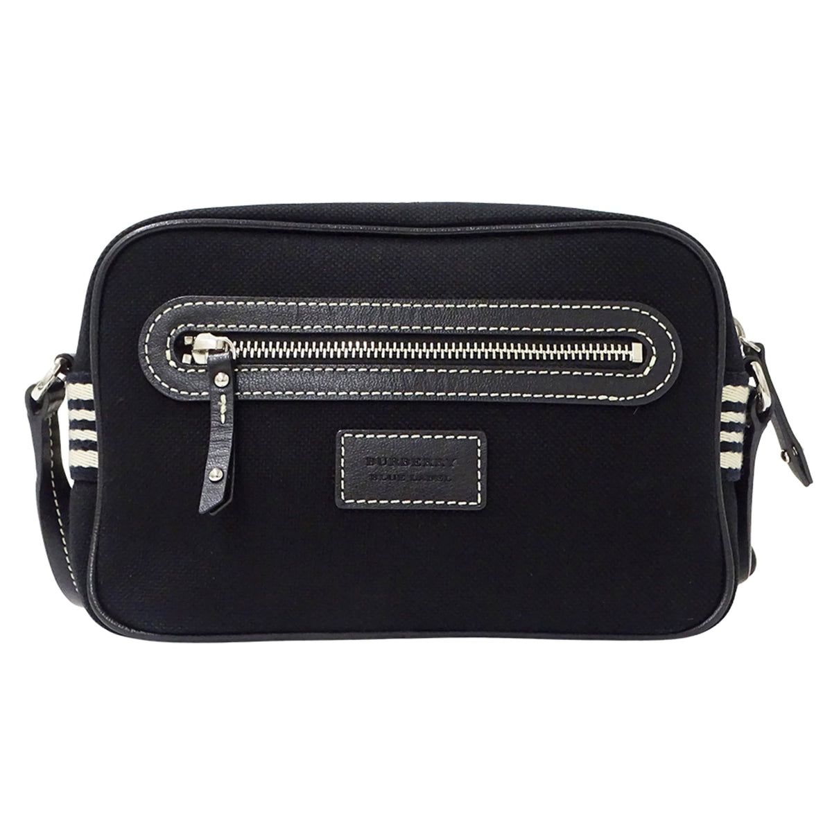 Burberry Blue Label Black Blue Canvas Handbag Shoulder Bag (Pre-Owned)