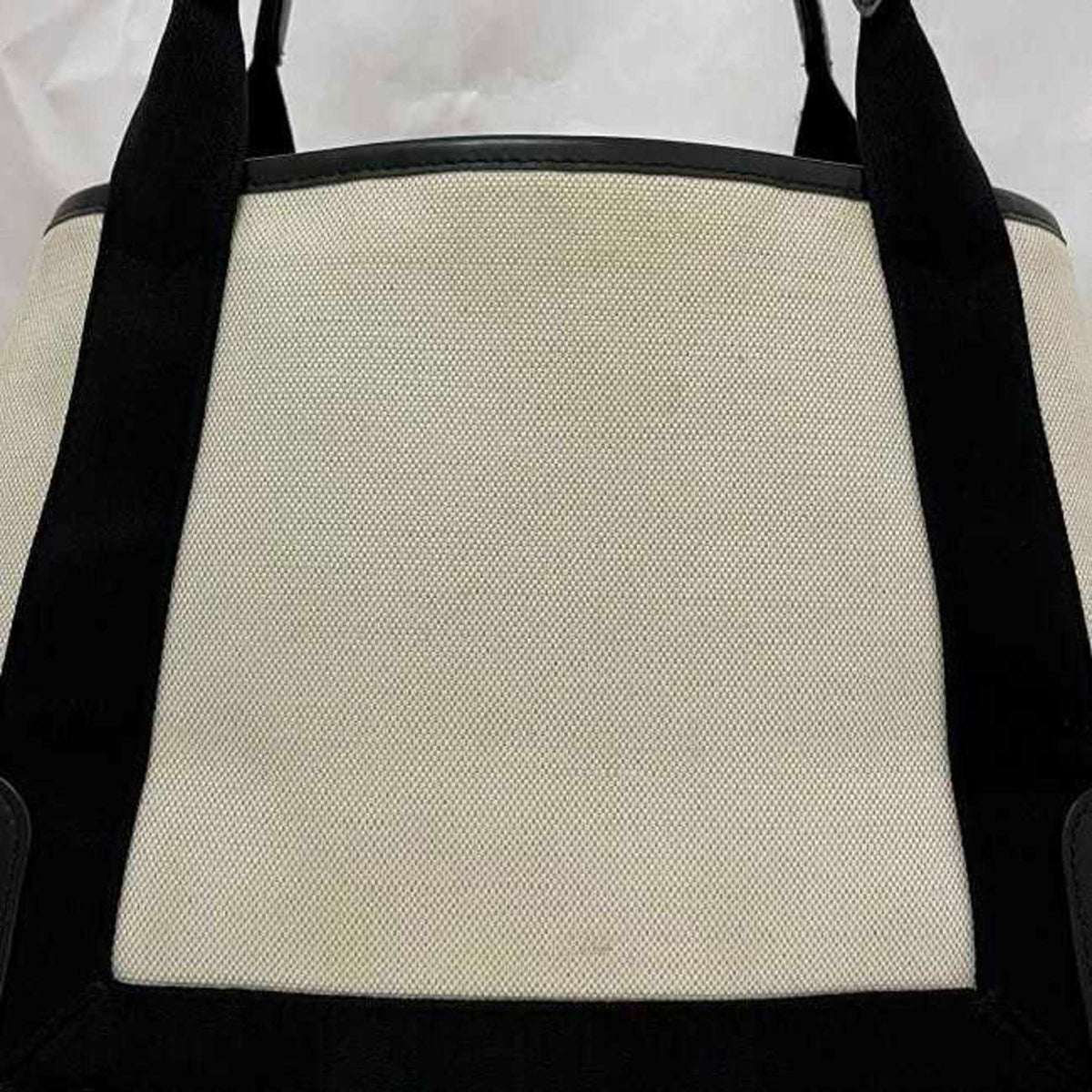 Balenciaga Black White Canvas Leather Handbag Tote Bag (Pre-Owned)