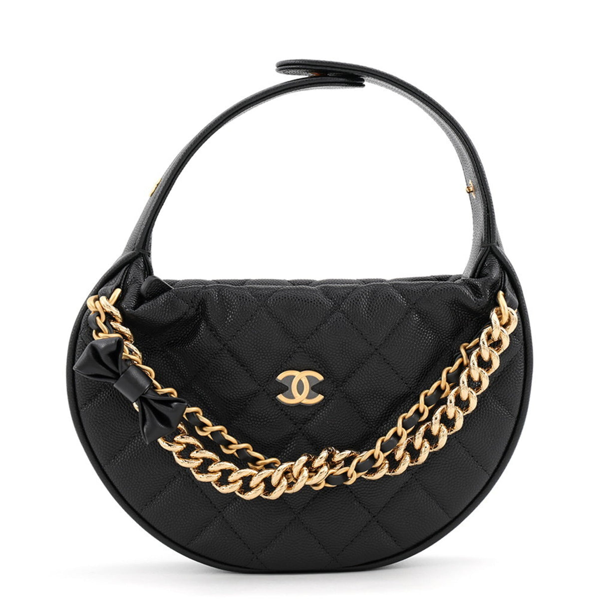 Chanel Black Grained Calfskin Handbag Pouch (Pre-Owned)