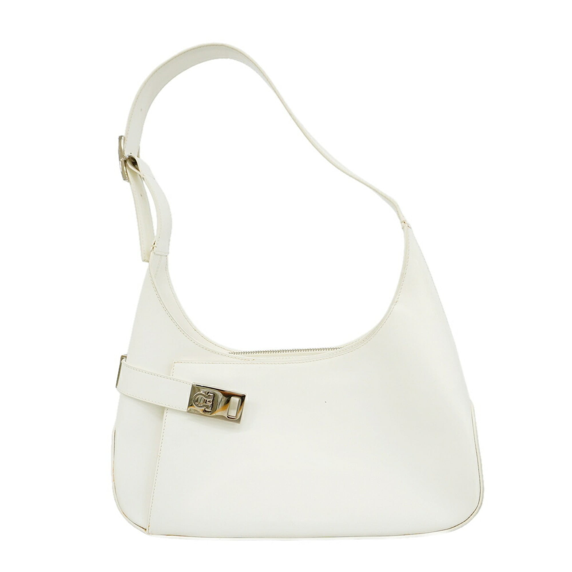 Salvatore Ferragamo White Leather Shoulder Bag (Pre-Owned)