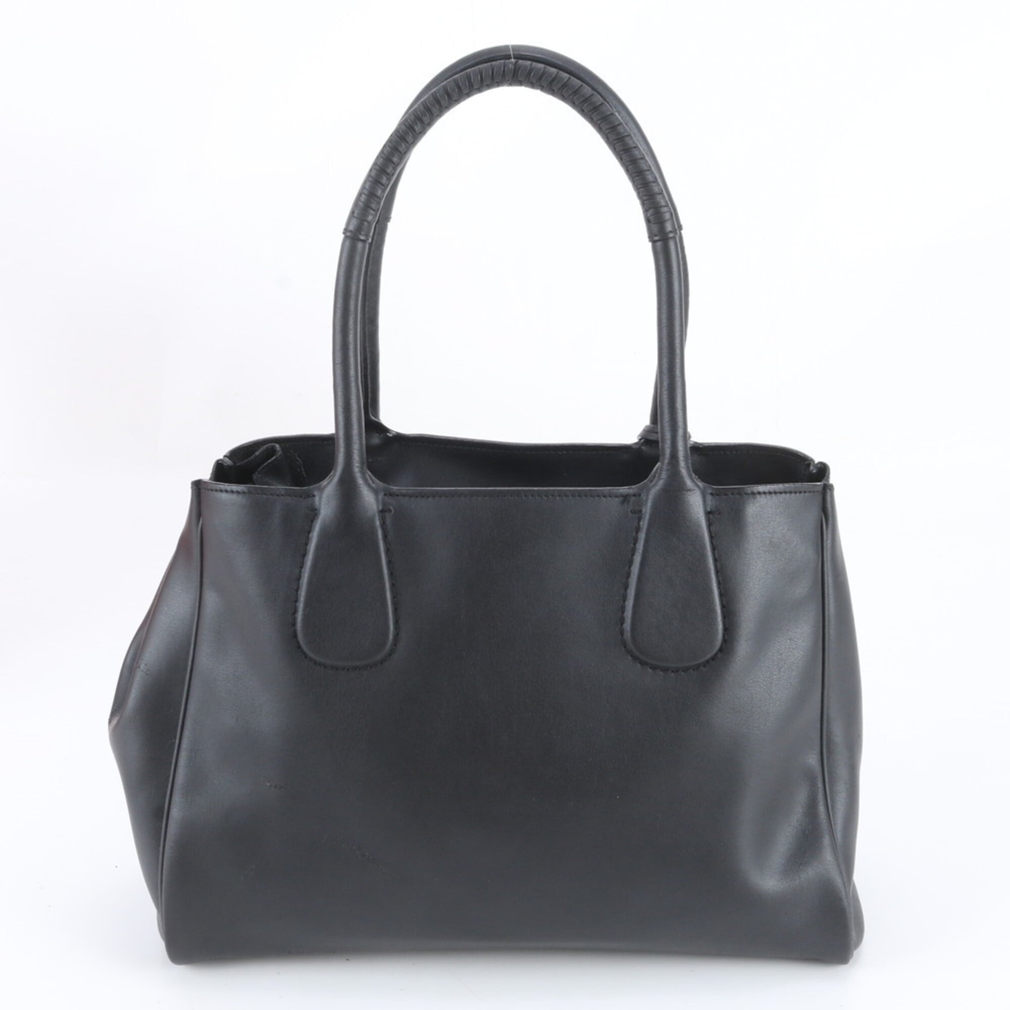 Salvatore Ferragamo Gancini Black Leather Handbag Shoulder Bag Tote Bag (Pre-Owned)