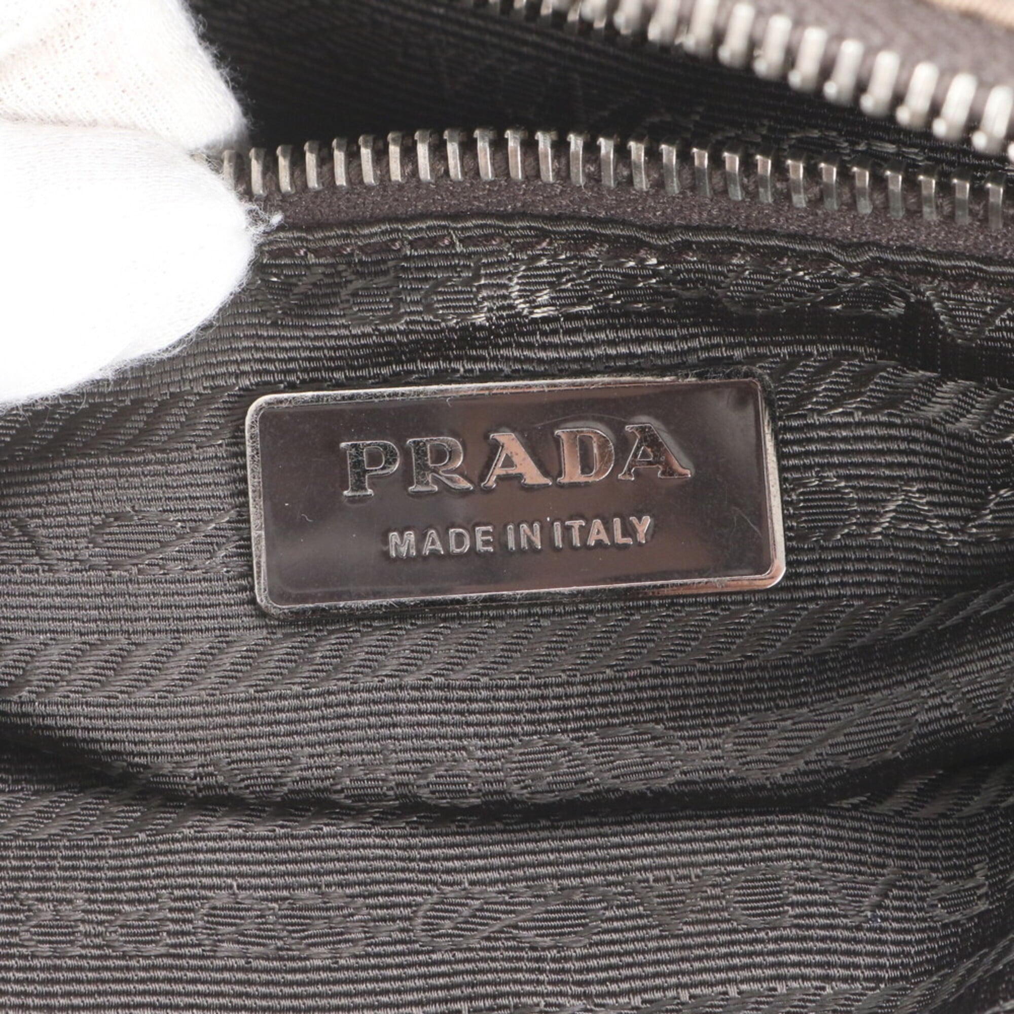 Prada Brown Leather Nylon Shoulder Bag Tote Bag (Pre-Owned)