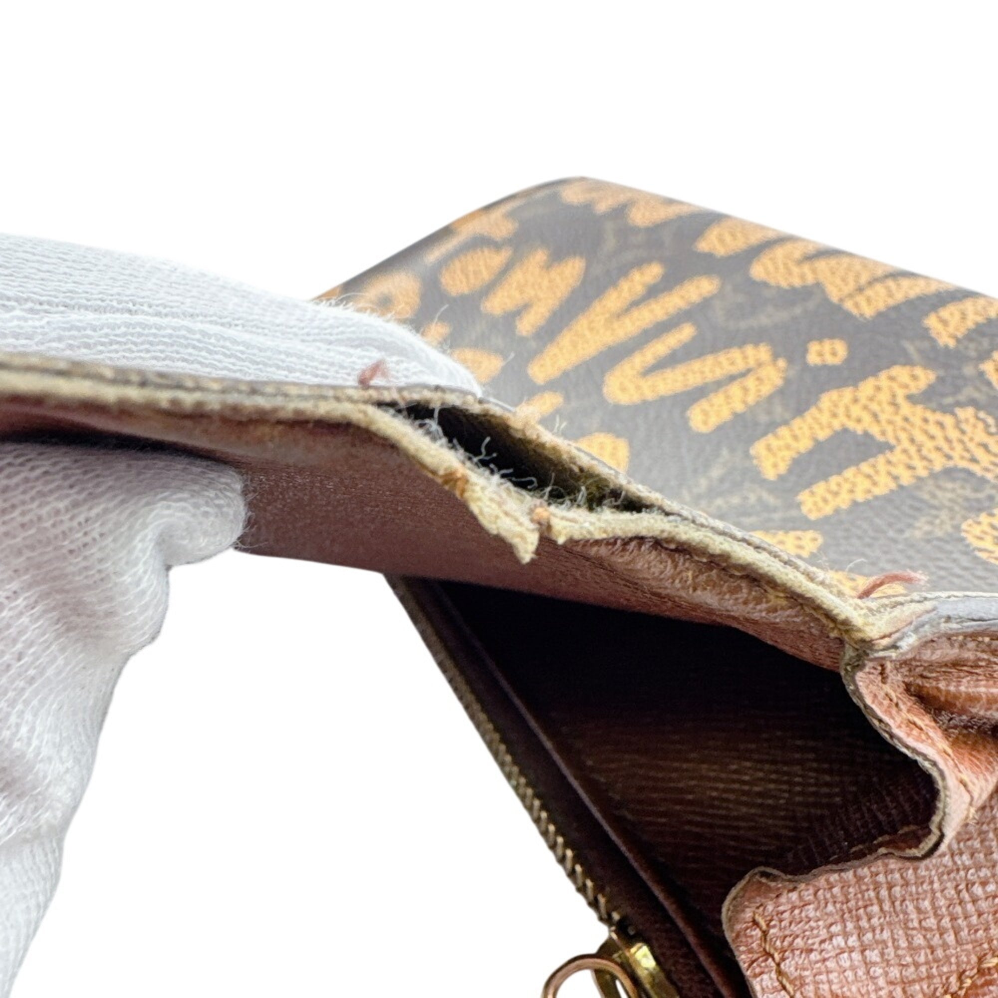 Louis Vuitton Brown Leather Long Wallet (Tri-Fold) (Pre-Owned)