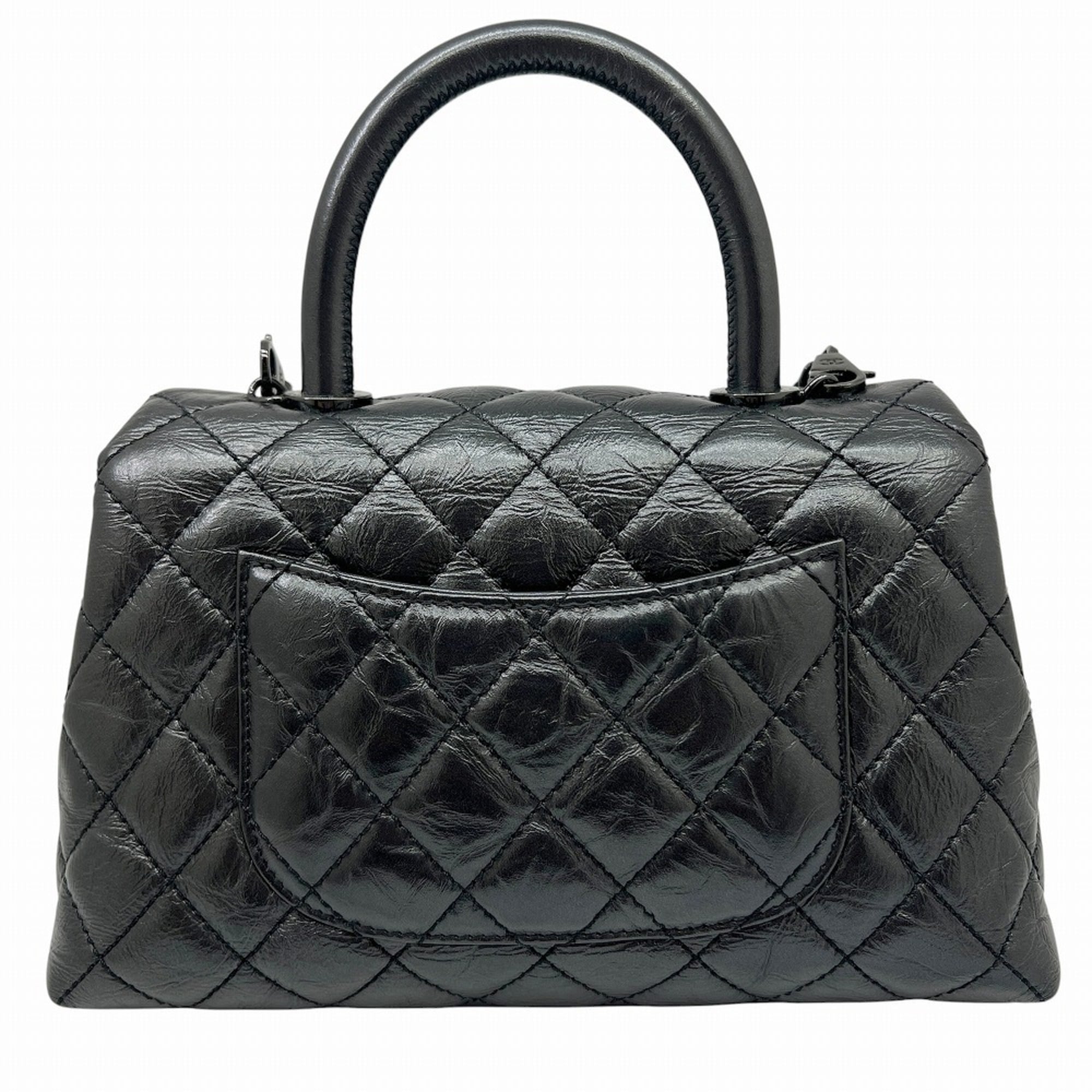 Chanel Metallic Gray Leather Handbag Shoulder Bag (Pre-Owned)