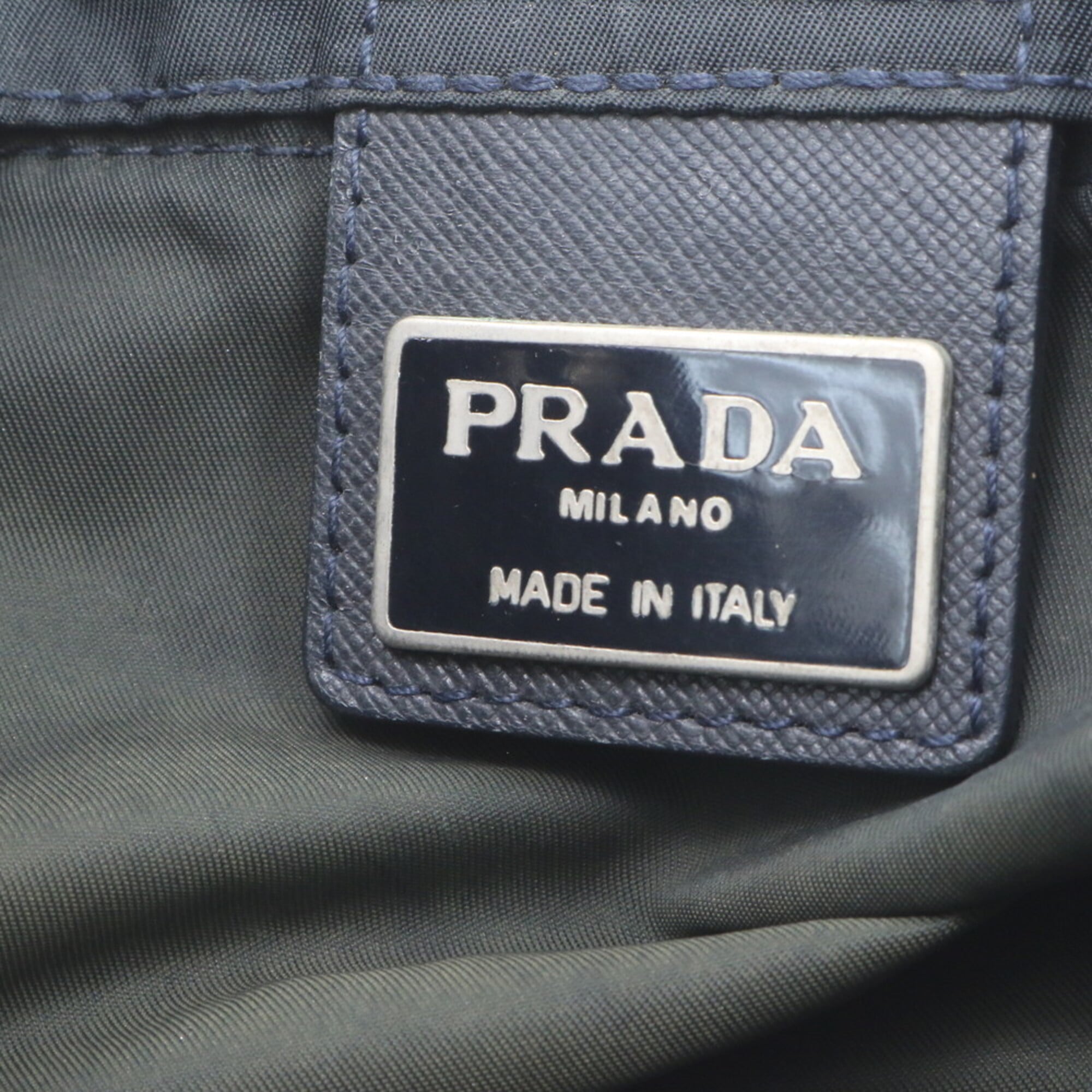 Prada Navy Black Nylon Leather Backpack (Pre-Owned)