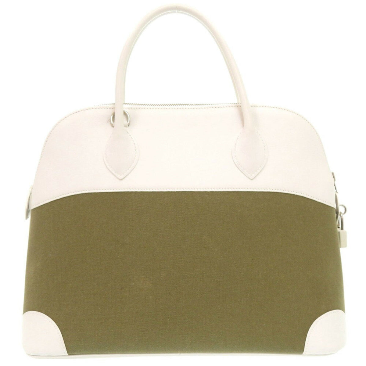 Hermes Khaki White Swift Leather Handbag (Pre-Owned)