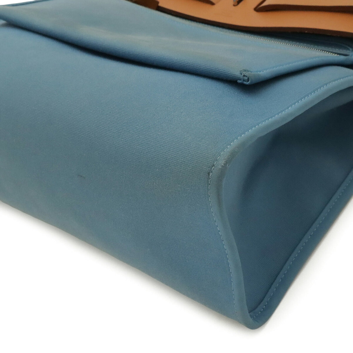 Hermes Blue Brown Toile Officier Leather Handbag Pouch Shoulder Bag (Pre-Owned)