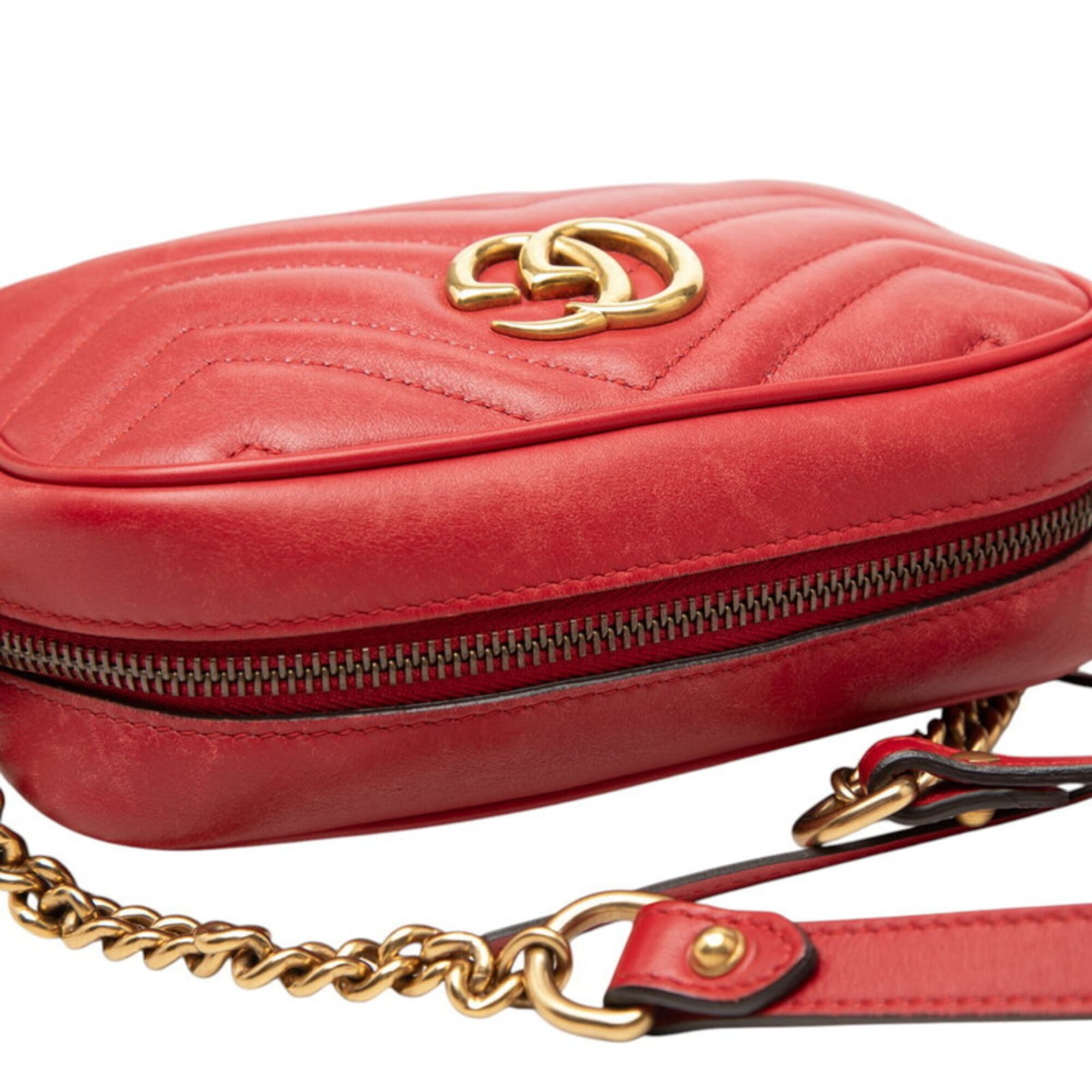 Gucci Red Color Quilting Shoulder Bag (Pre-Owned)