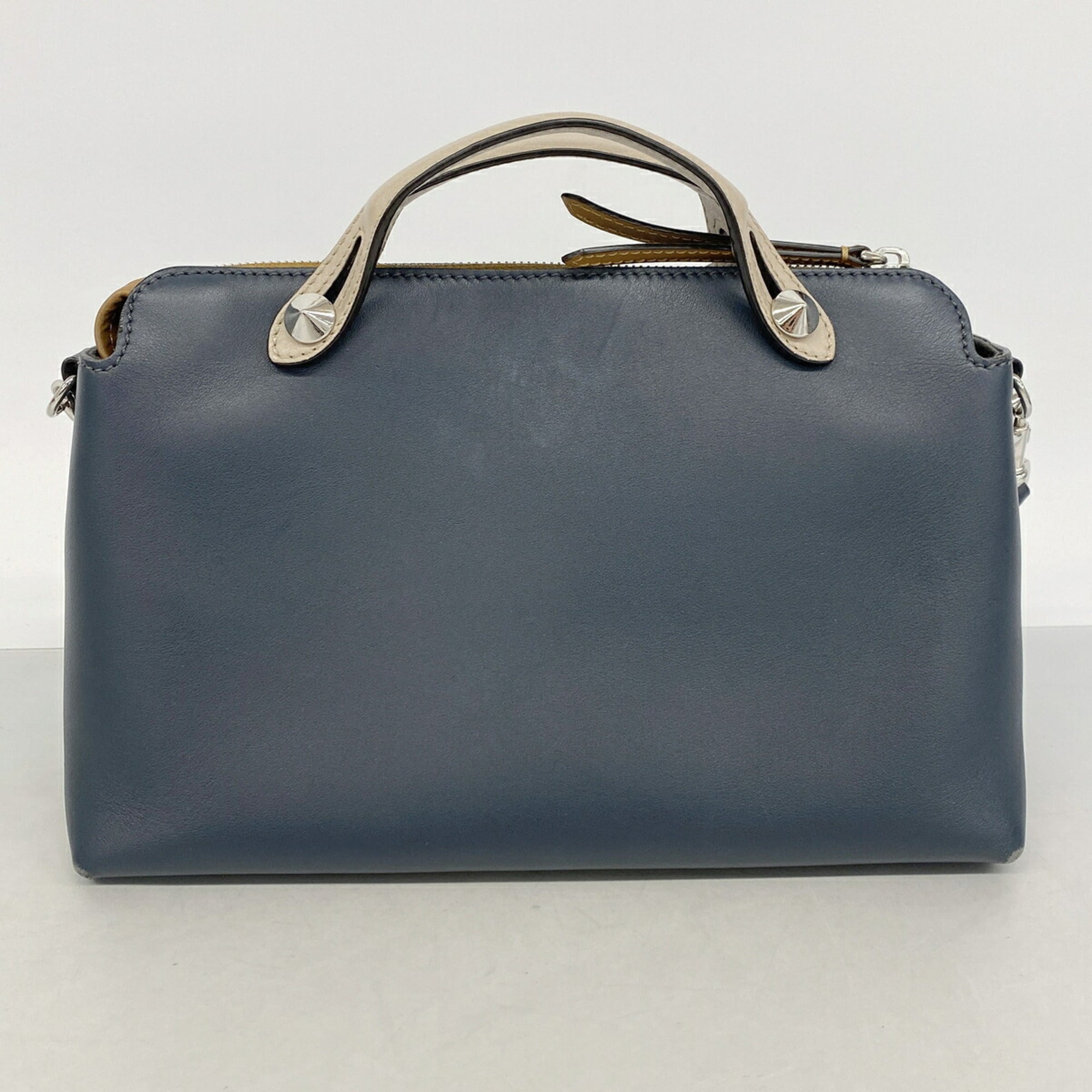 Fendi Brown Navy Leather Handbag (Pre-Owned)