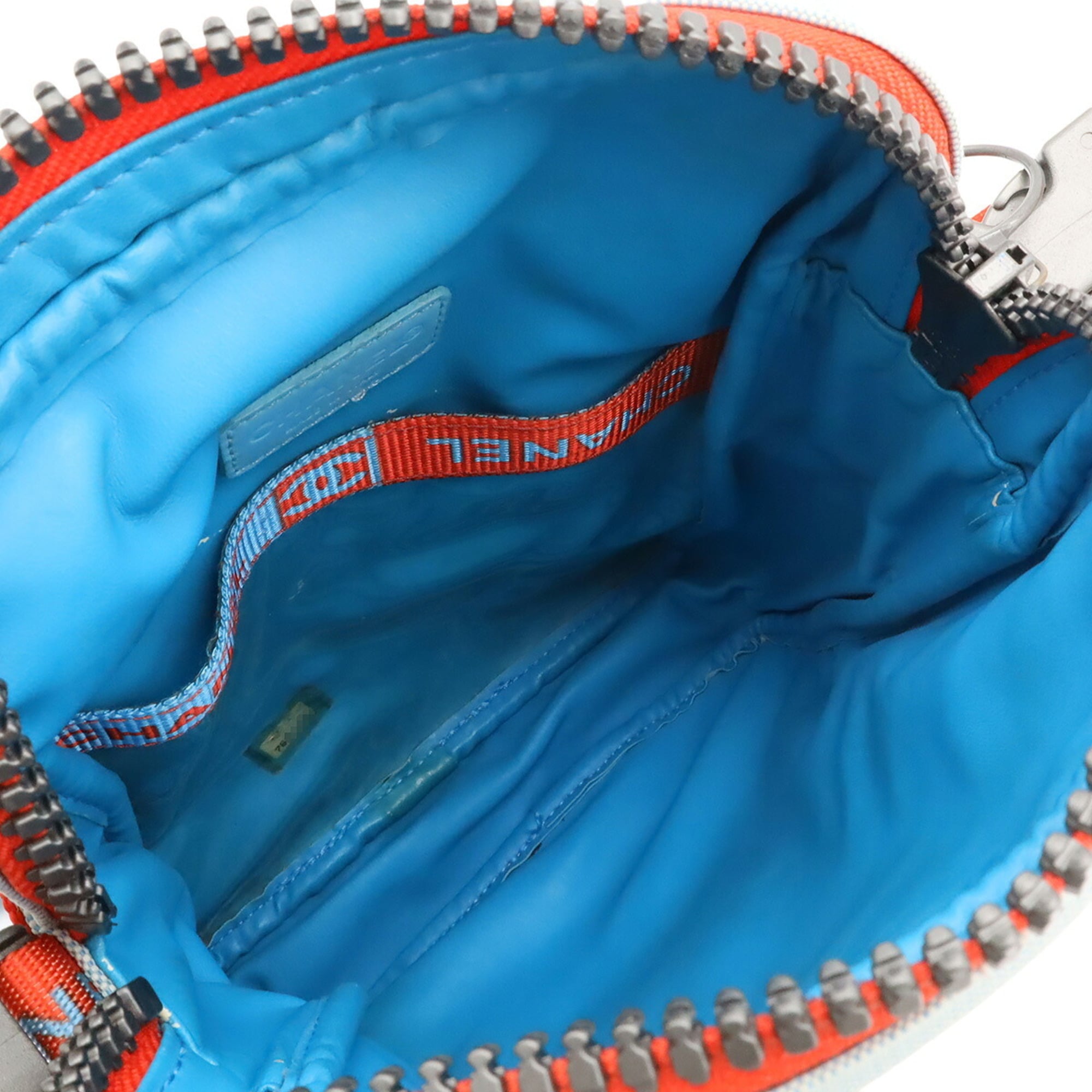 Chanel Clear Light Blue Red Color Nylon Canvas Pochette Shoulder Bag (Pre-Owned)