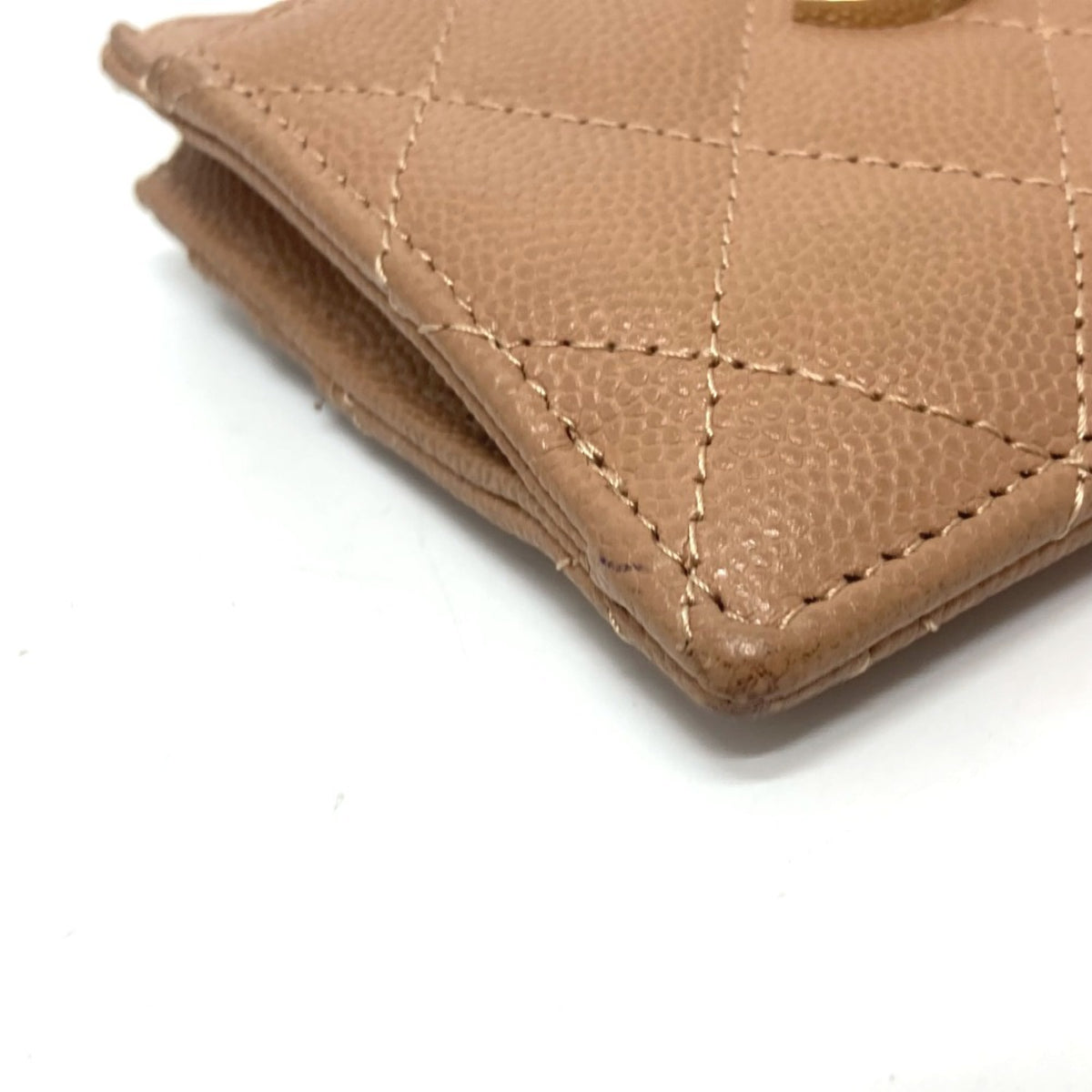Chanel Beige Grained Calfskin Wallet (Bi-Fold) (Pre-Owned)