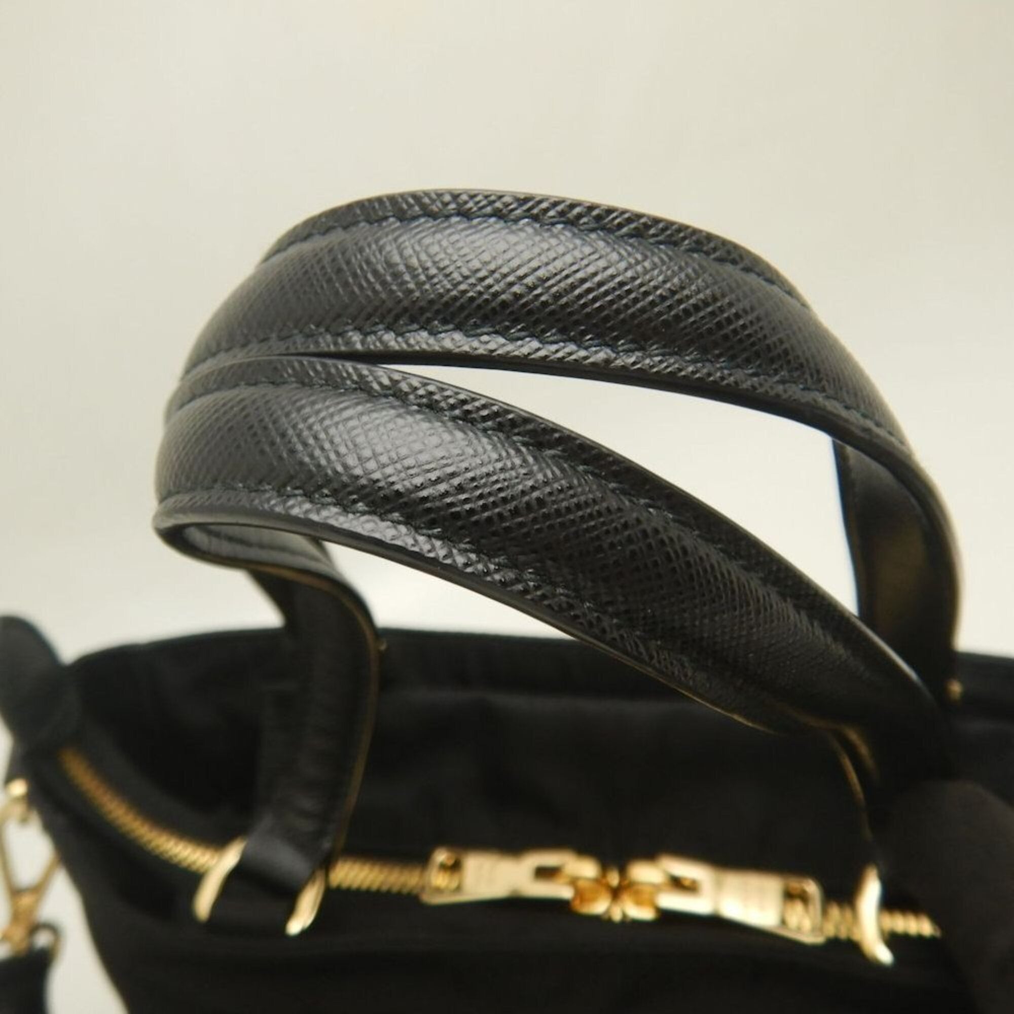 Prada Black Nylon Leather Handbag (Pre-Owned)