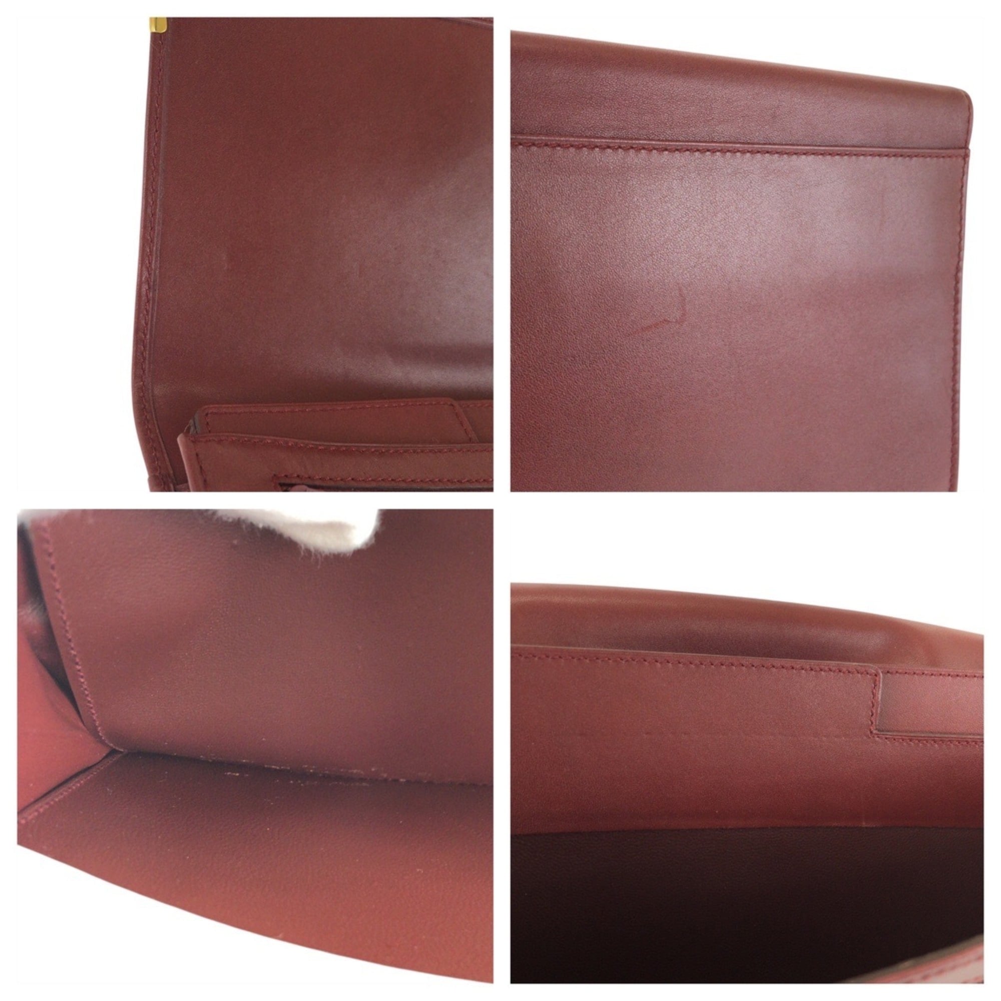 Cartier Bordeaux Wine Red Leather Clutch Bag (Pre-Owned)