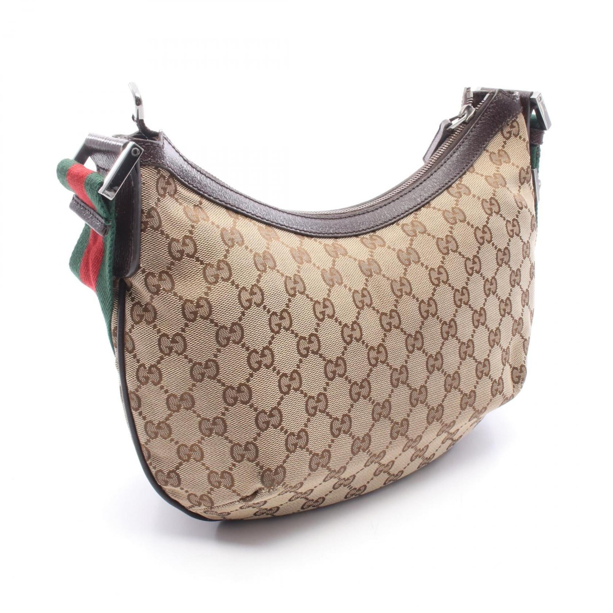 Gucci Gg Canvas Beige Brown Gg Canvas Leather Handbag Shoulder Bag (Pre-Owned)
