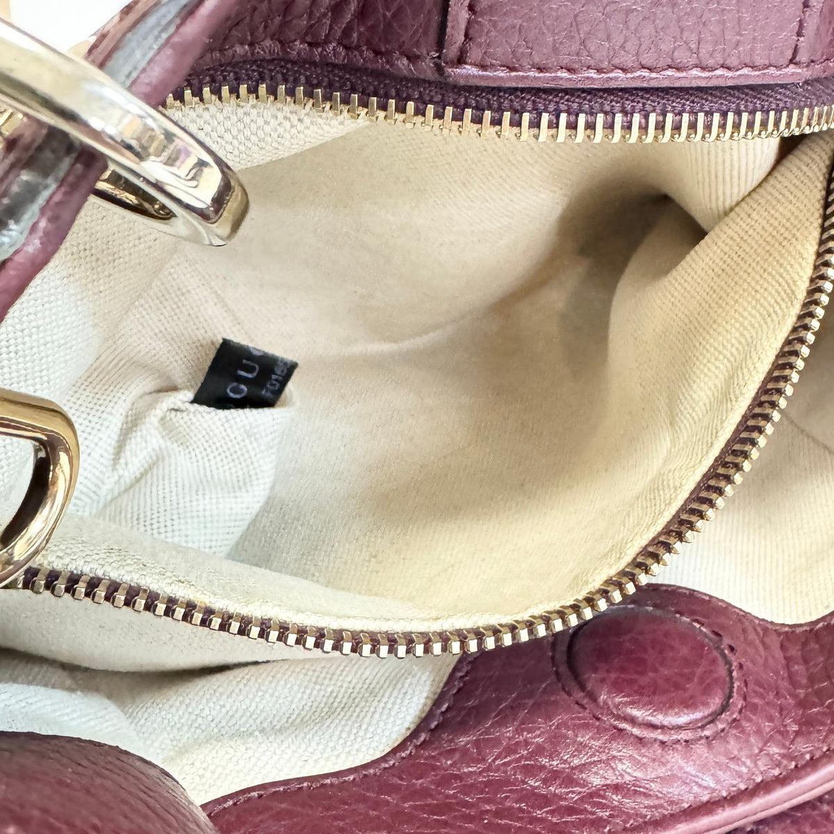 Gucci Wine Bamboo Leather Handbag Shoulder Bag (Pre-Owned)