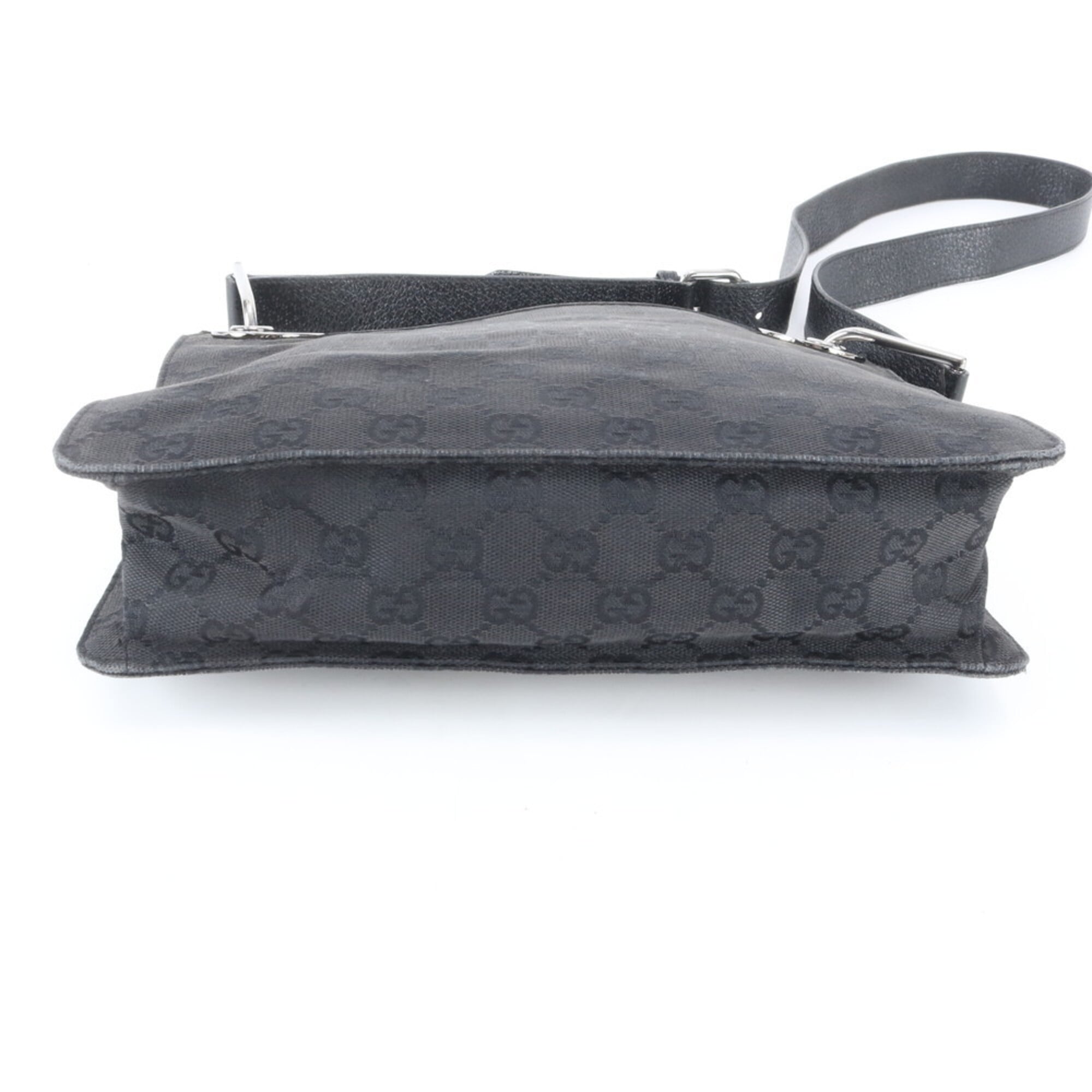 Gucci Black Leather Canvas Handbag Shoulder Bag Tote Bag (Pre-Owned)