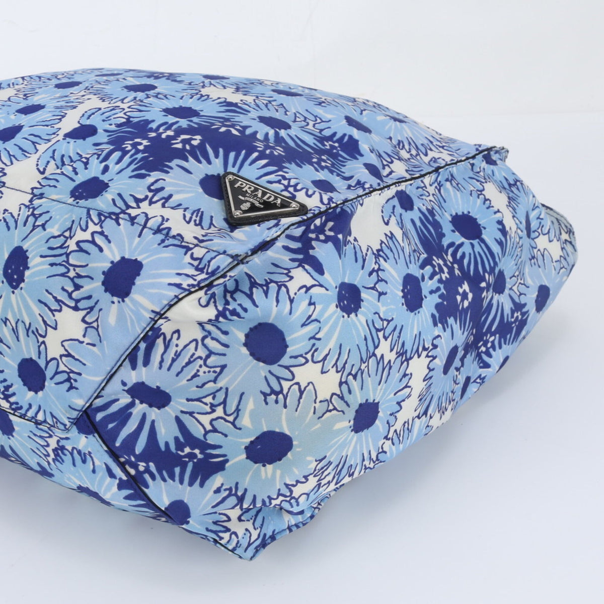 Prada Blue Leather Nylon Tote Bag (Pre-Owned)