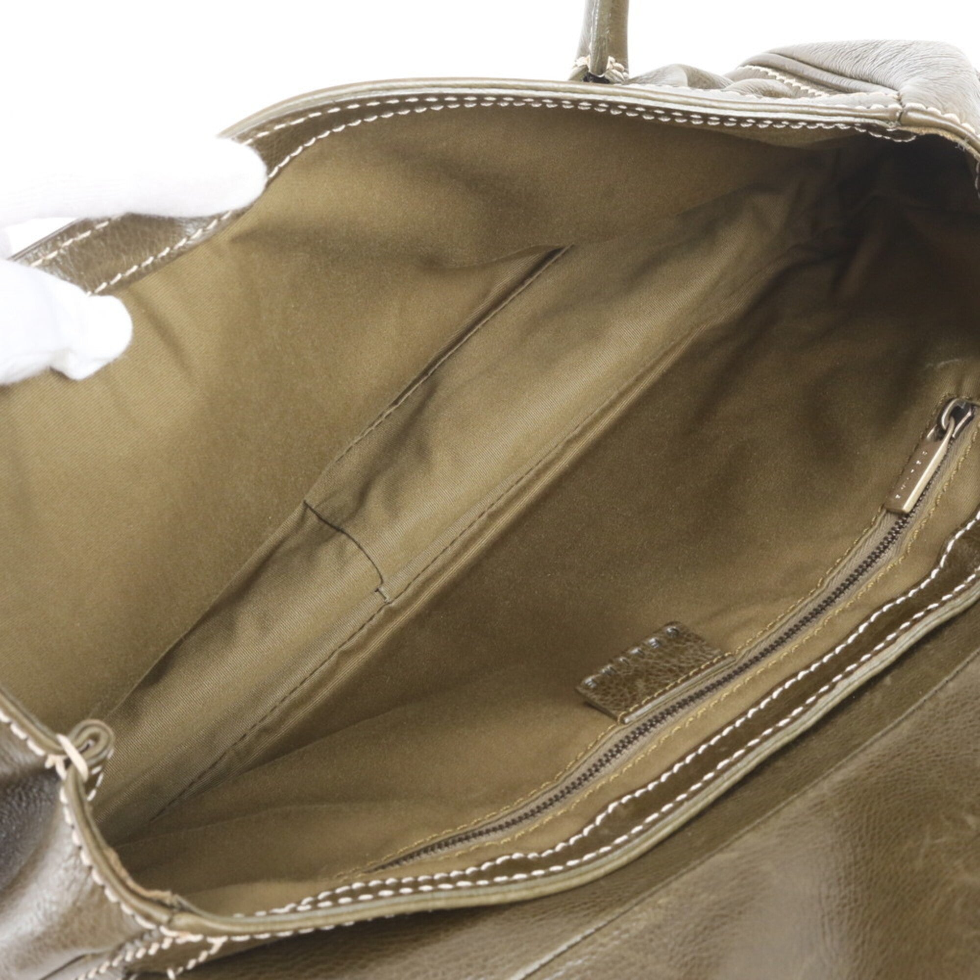 Celine Green Khaki Leather Handbag Shoulder Bag (Pre-Owned)