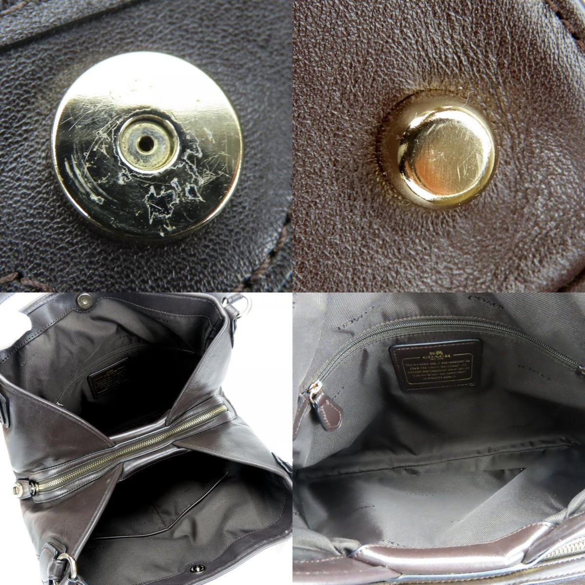 Coach Dark Brown Canvas Leather Tote Bag (Pre-Owned)