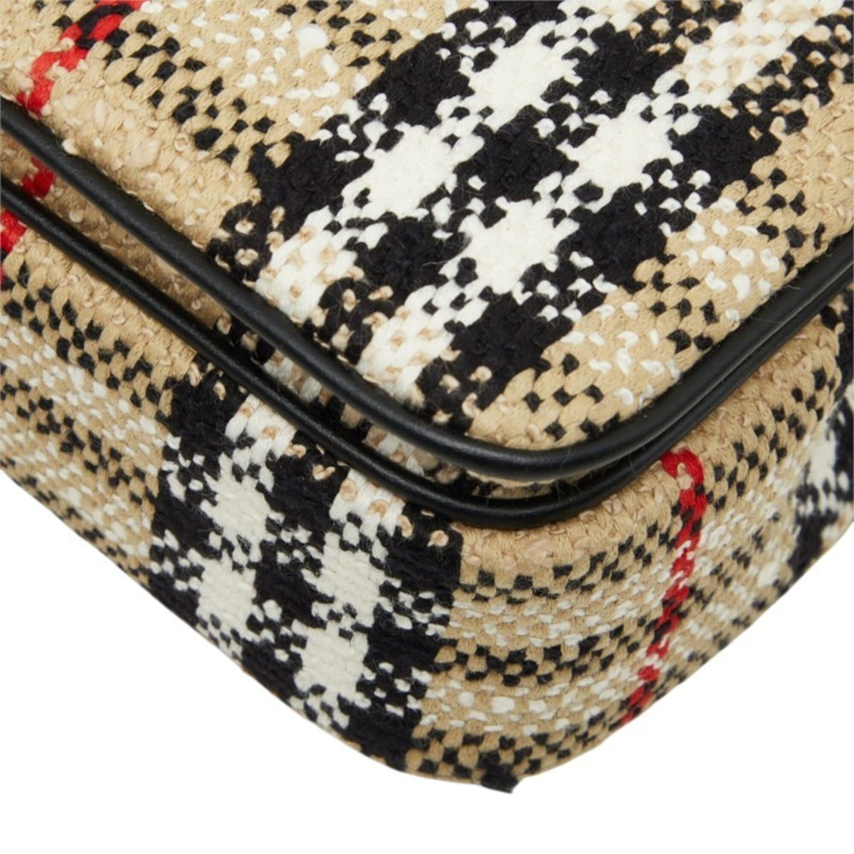 Burberry Beige Tweed Leather Shoulder Bag (Pre-Owned)